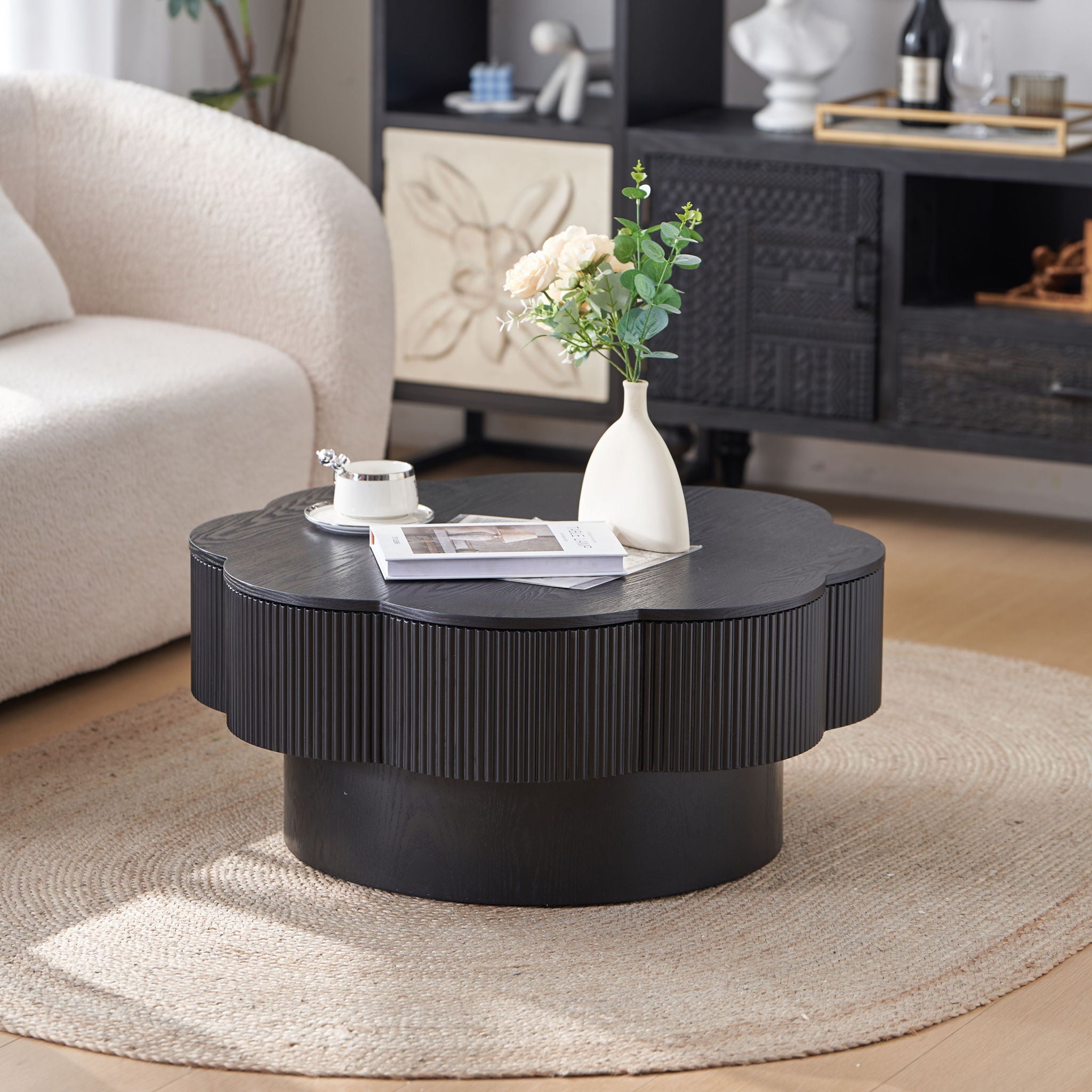 Modern Plum Blossom Shaped Coffee Table With Storage