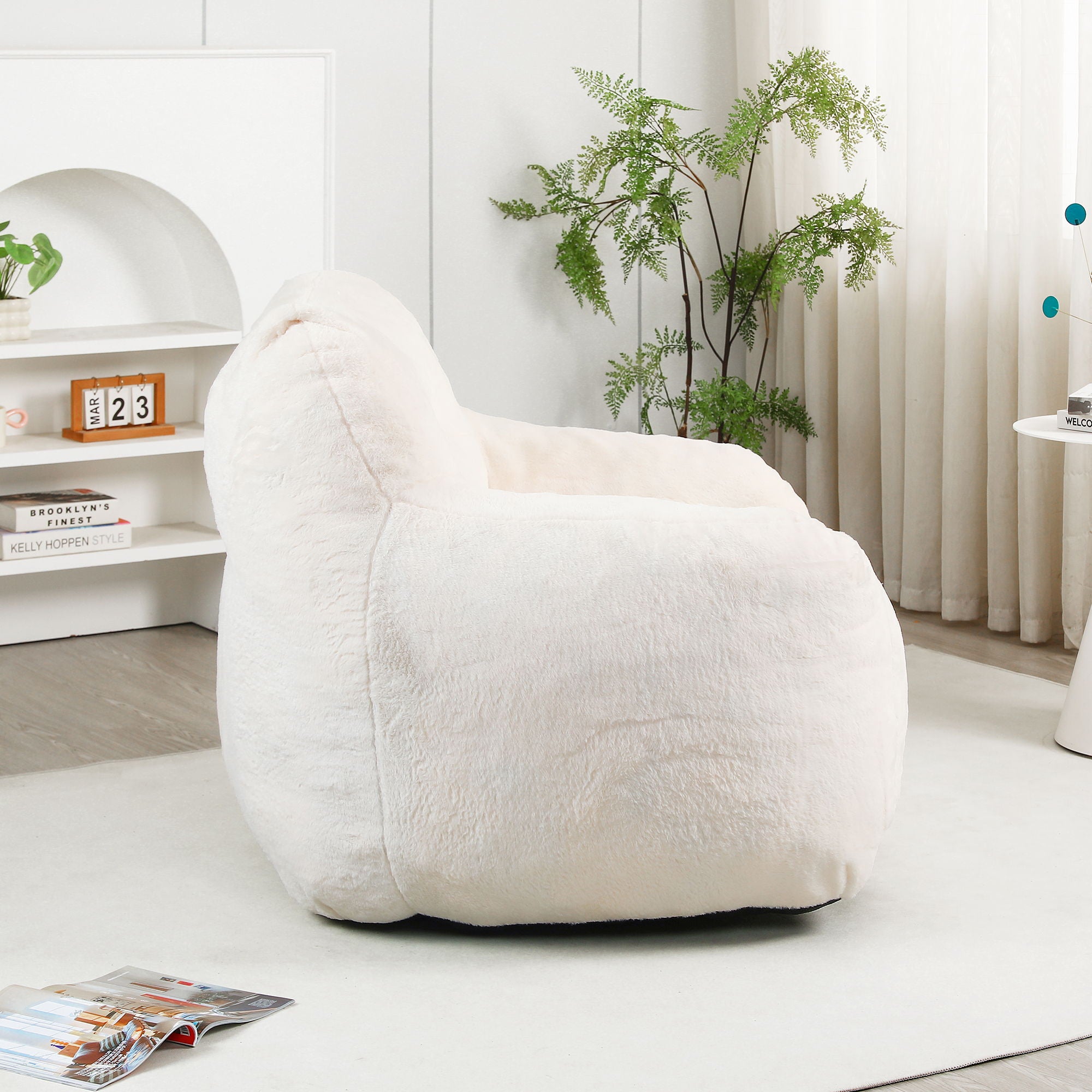 Beanbag Sofa Chair With Armrests Stuffed High Density Foam