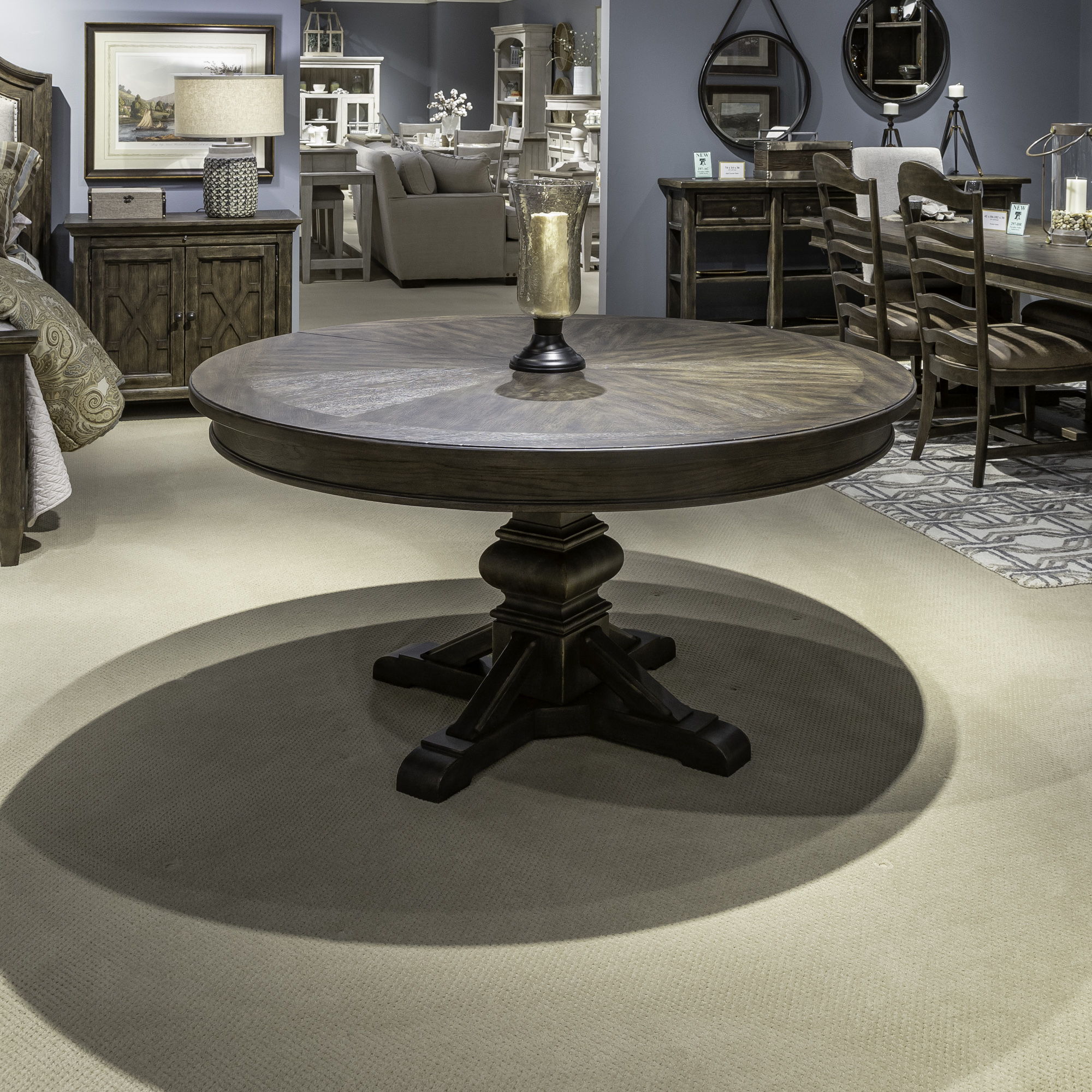 Liberty Furniture Paradise Valley - Pedestal Table - Dark Brown | Meri Furniture