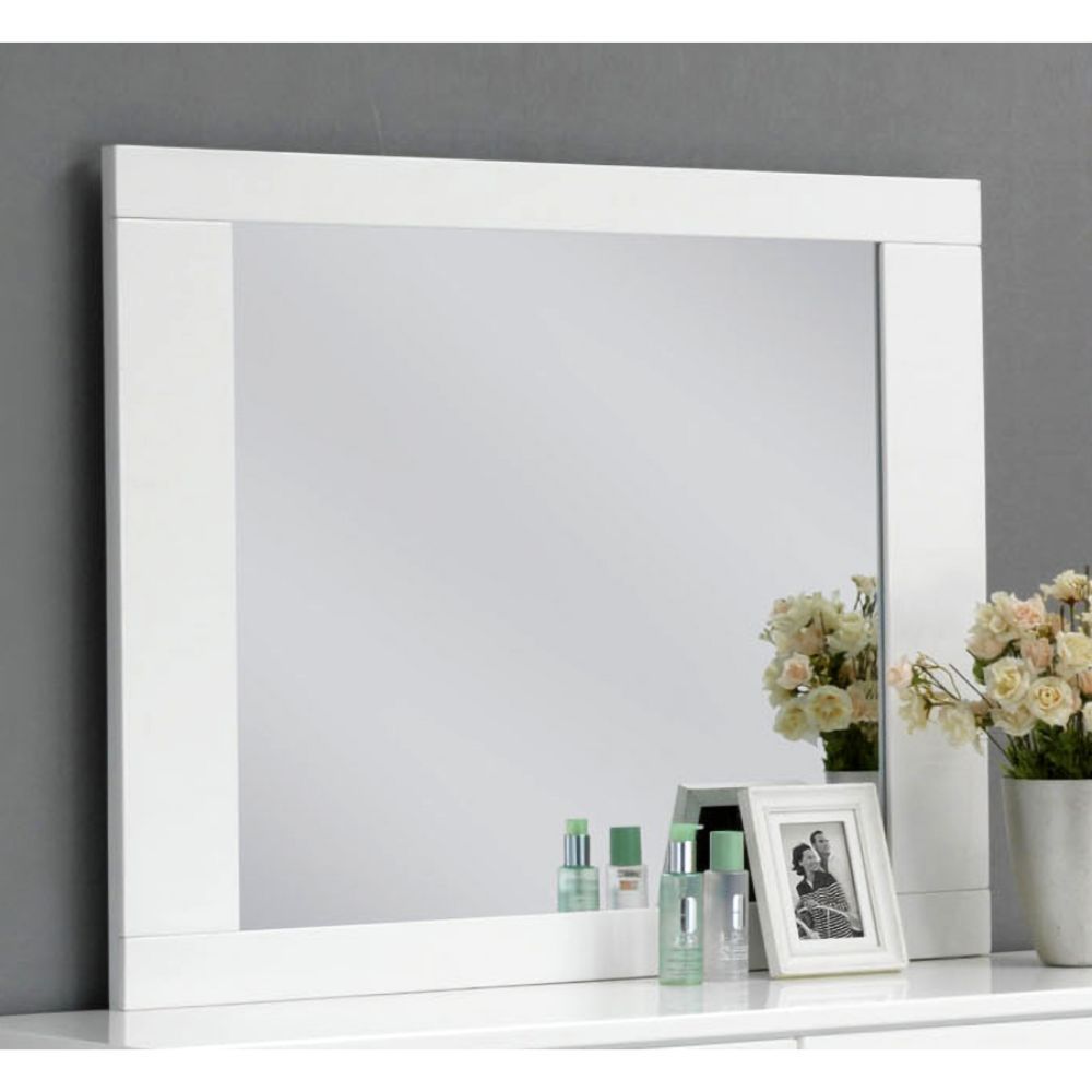 ACME Lorimar - Mirror - White & Chrome Leg | Meri Furniture