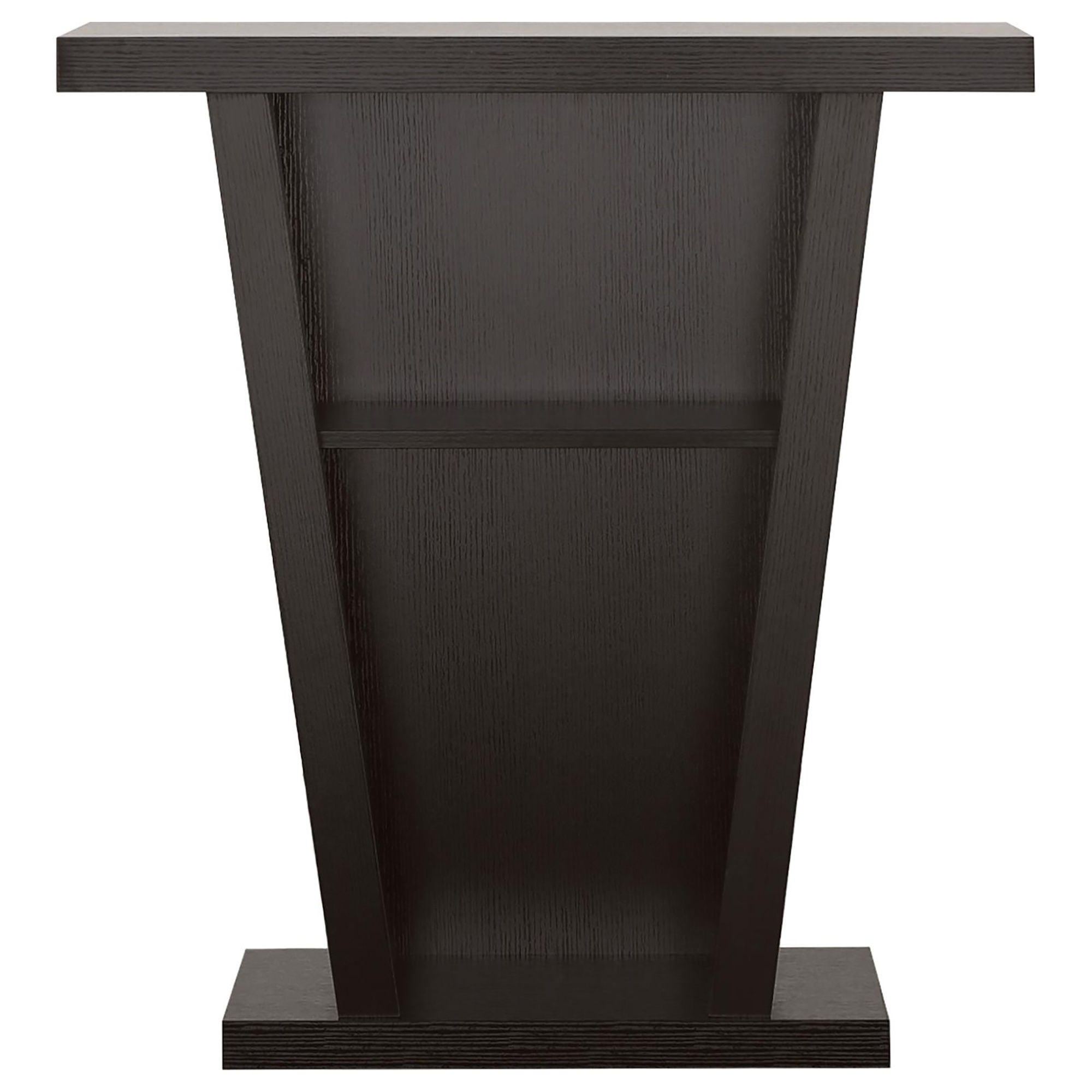2 Shelf Console Table With V Shape Design - Brown