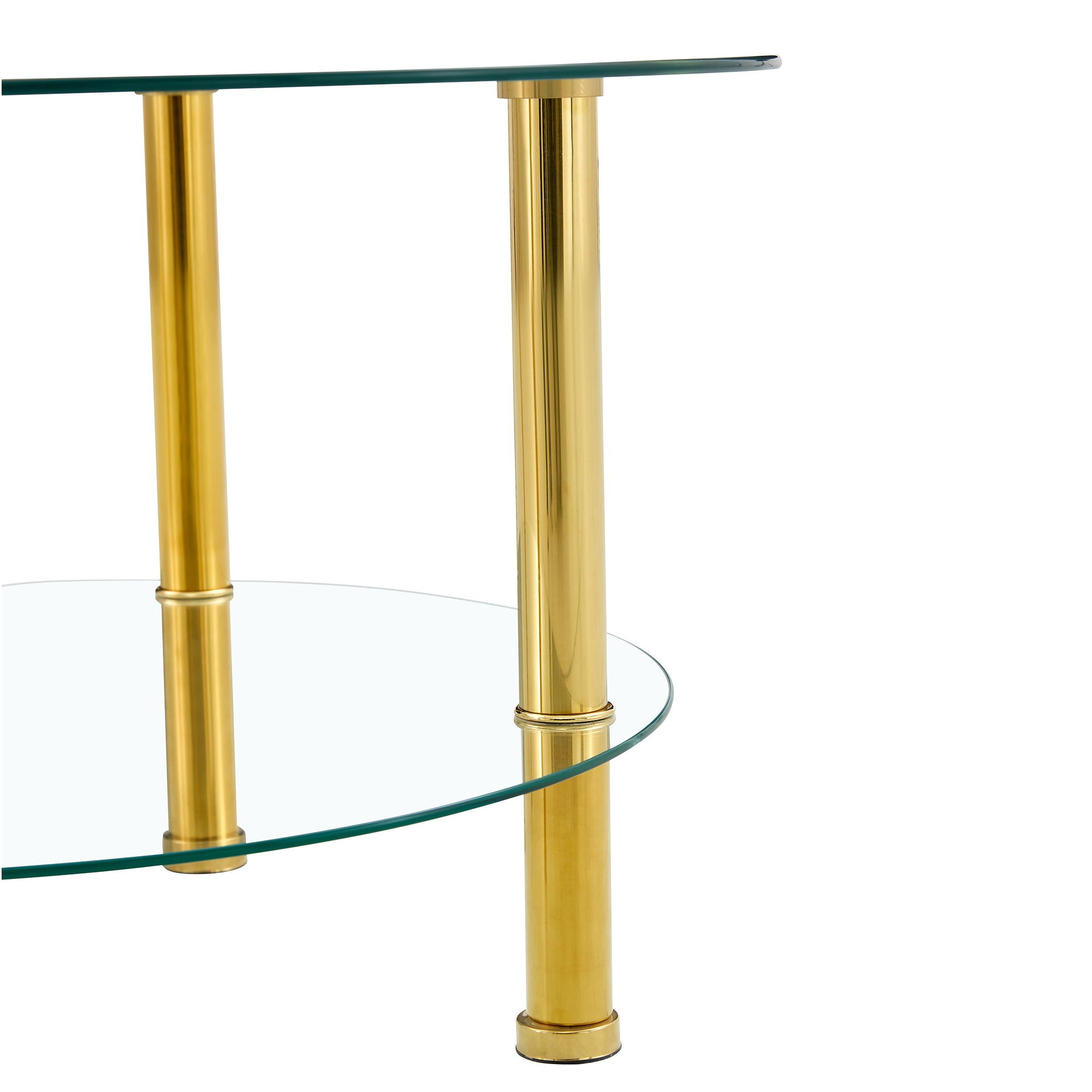 Contemporary Minimalist Double Layer Tempered Glass Coffee Table