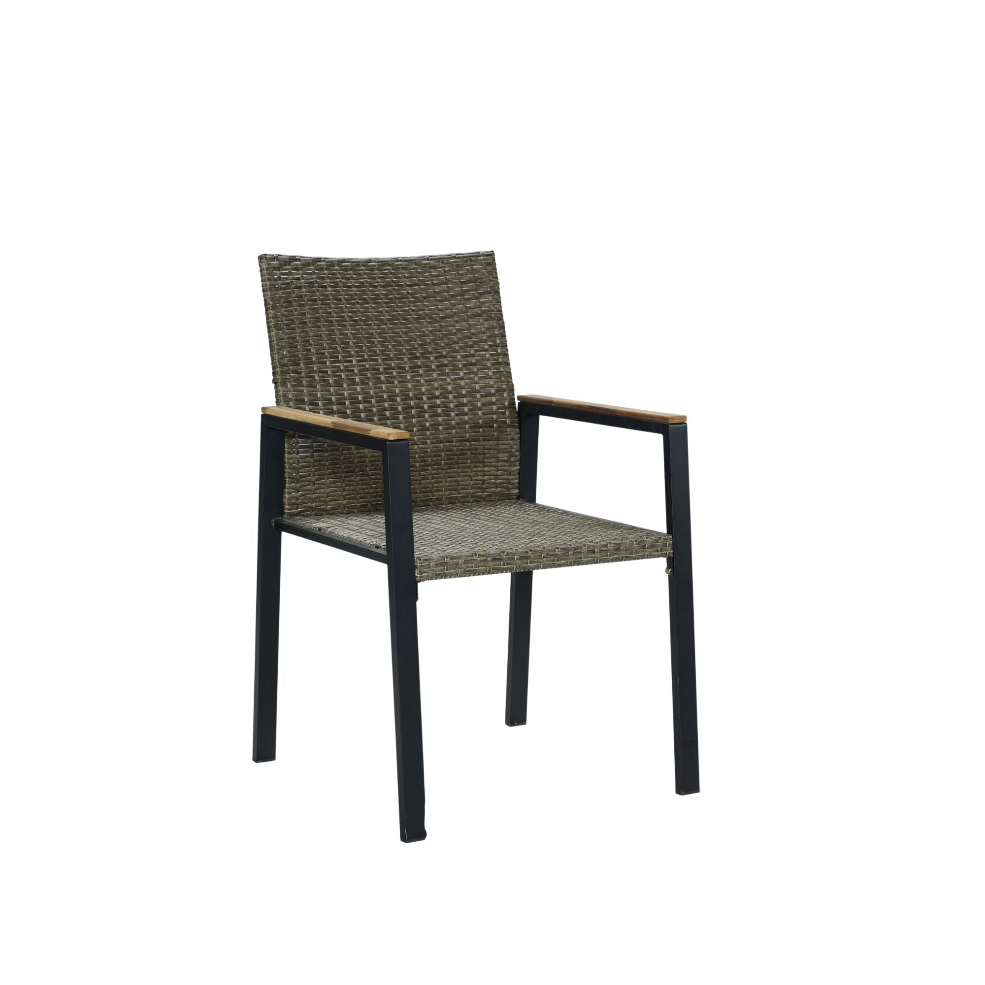 All Weather 7 Piece Patio Dining Table Set With Umbrella Hole - Brown / Gray