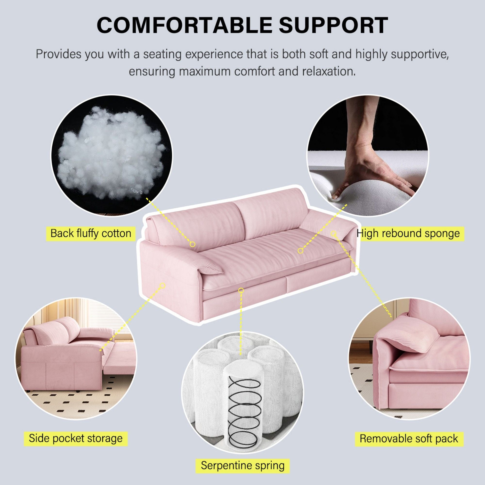 Pull Out 3 In 1 Convertible Sleeper Sofa With Side Storage, Multi Functional