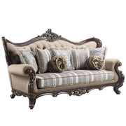 ACME Ragnar - Sofa - Light Brown Linen & Cherry Finish | Meri Furniture