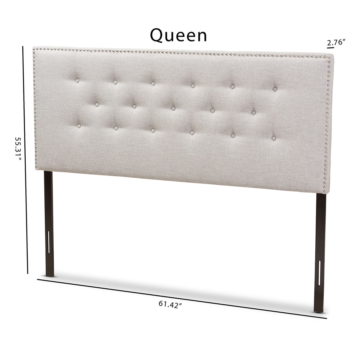Windsor Modern and Contemporary Greyish Beige Fabric Upholstered Queen Size Headboard