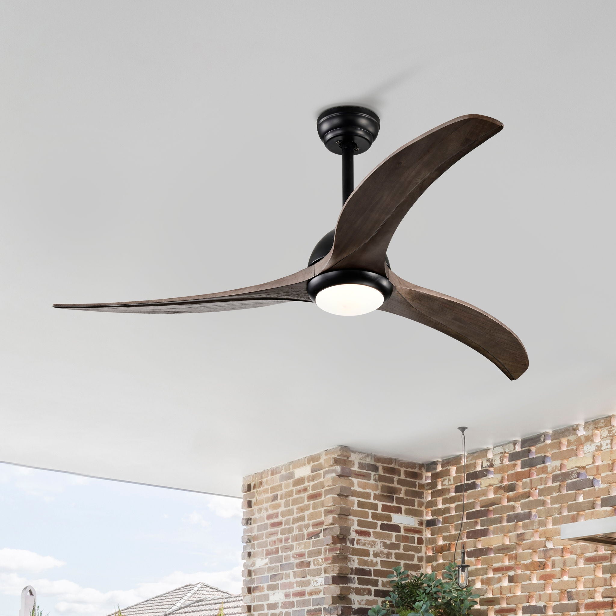 Indoor Outdoor Ceiling Fan With Light With Remote Control, Noiseless Reversible Motor, 6 Speed, 3 Color