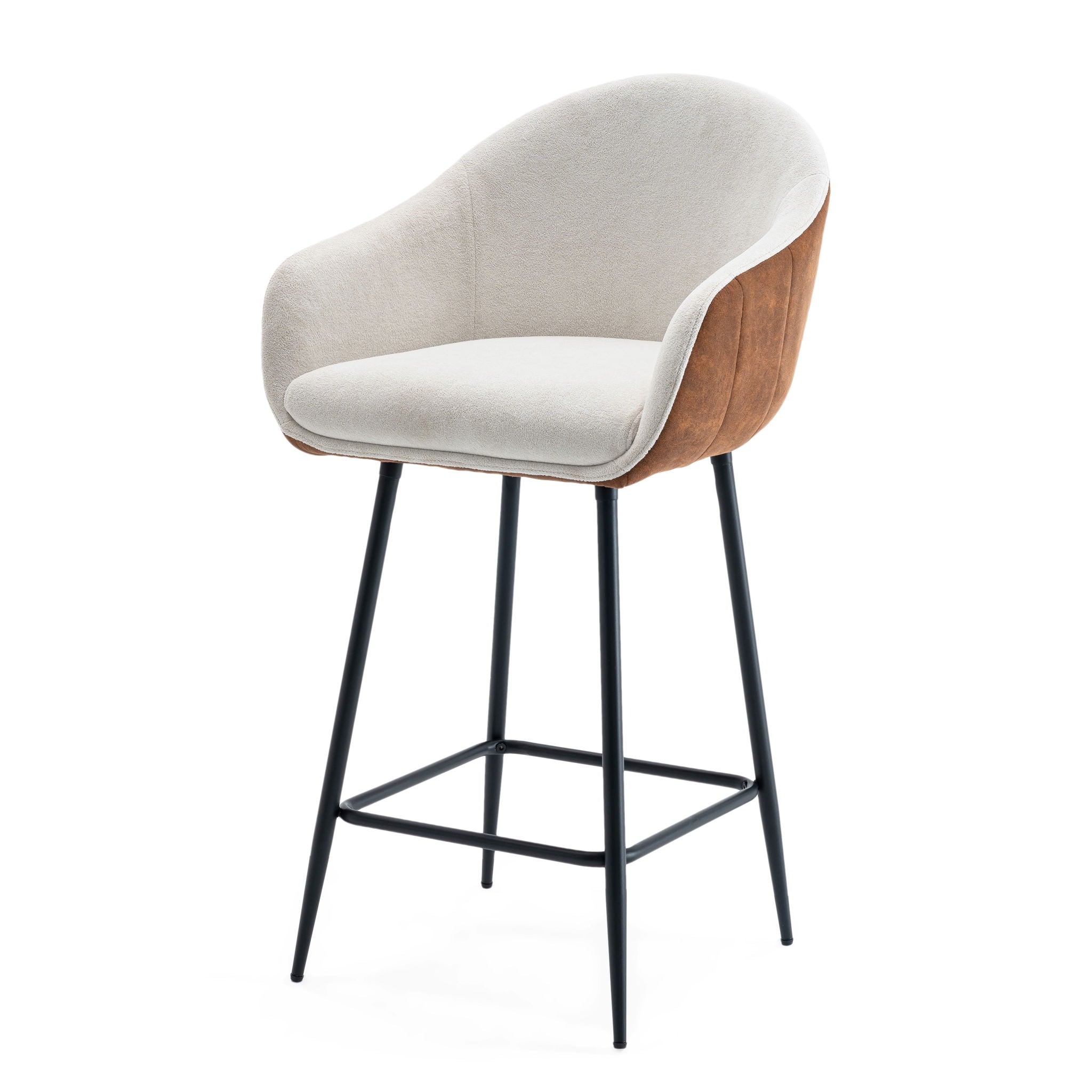 Modern Style Counter Height Bar Stools, With Comfortable Upholstery, Durable Metal Legs Ensure Stability - Brown