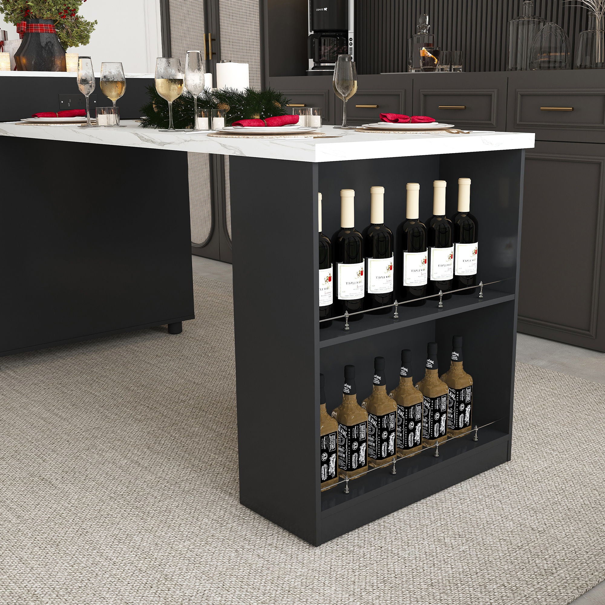 Expandable Kitchen Island With Power Outlet