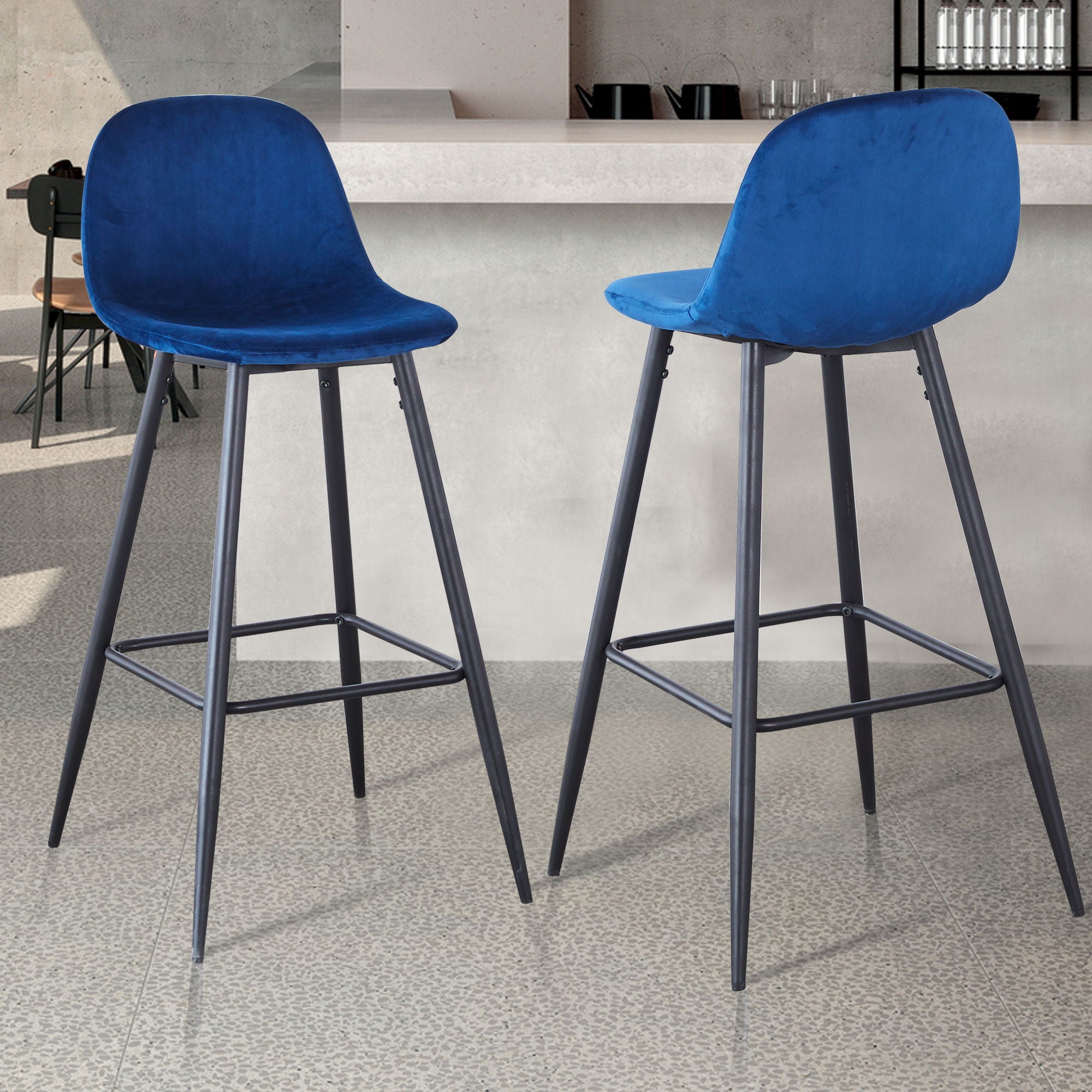 Velvet Barstool With Back (Set of 2)