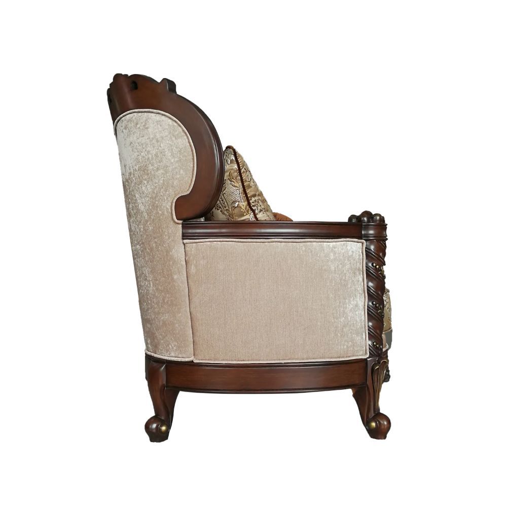 ACME Devayne - Loveseat - Fabric & Dark Walnut | Meri Furniture
