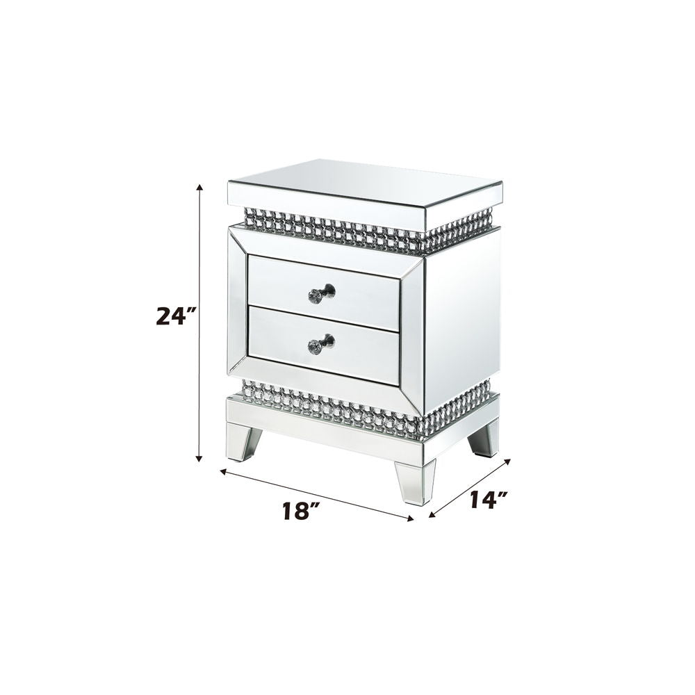 Lotus - Accent Table - Mirrored & Faux Ice Cube Crystals