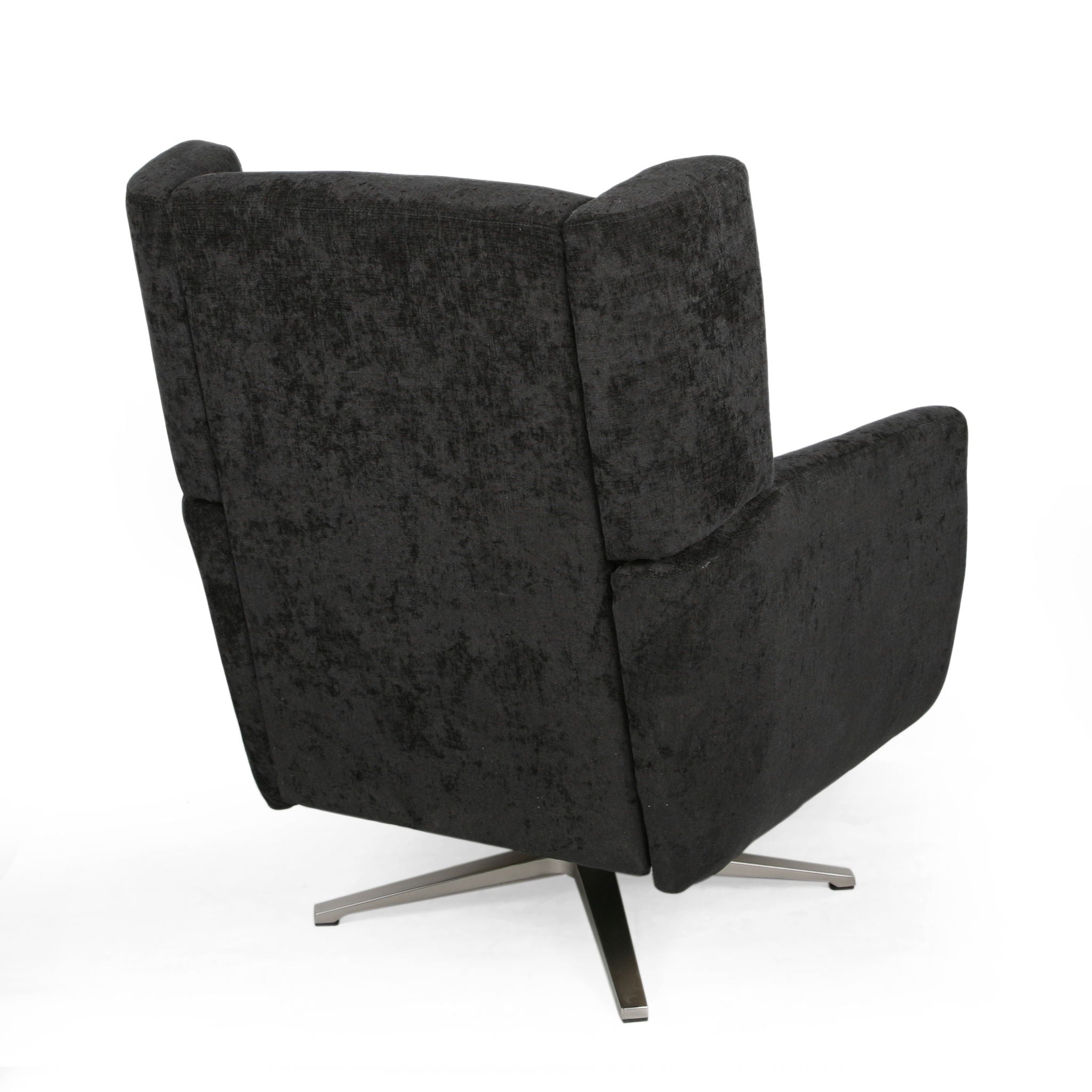Contemporary Swivel Chair With Wingback Design - Black