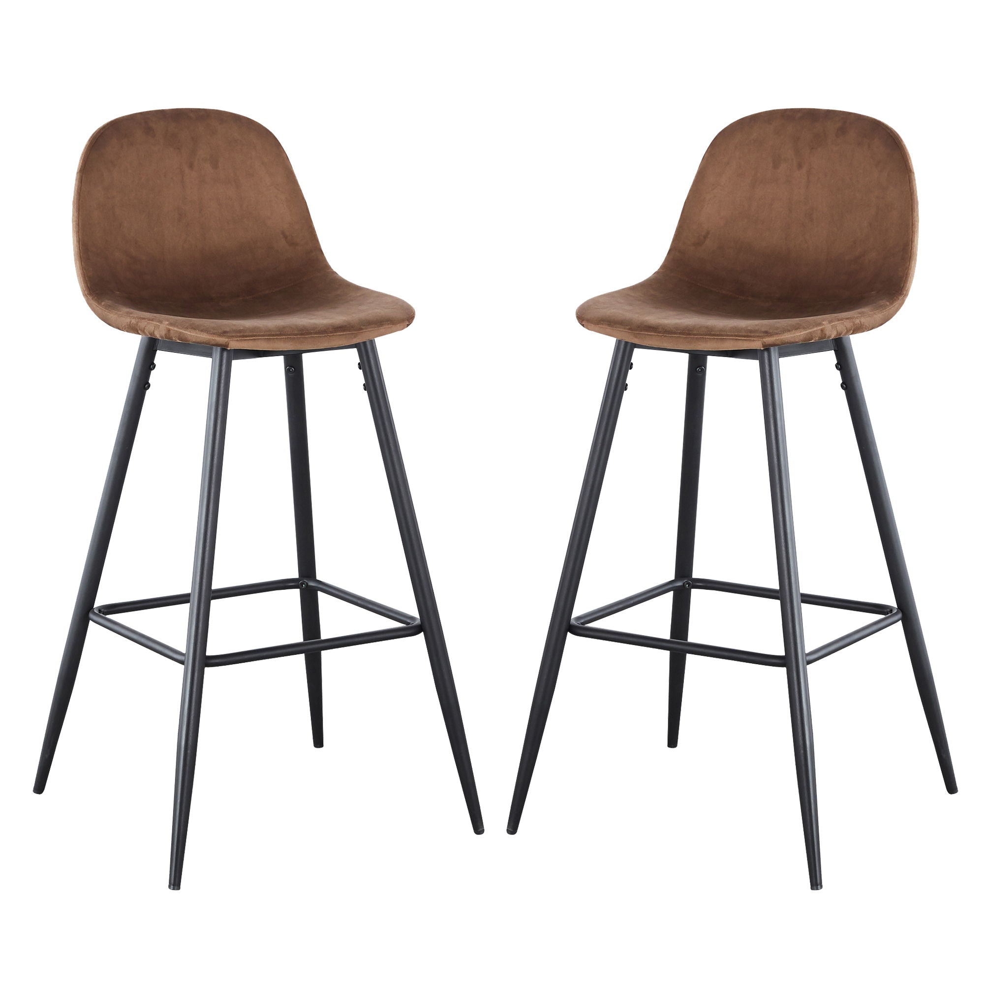 Velvet Barstool With Back (Set of 2)
