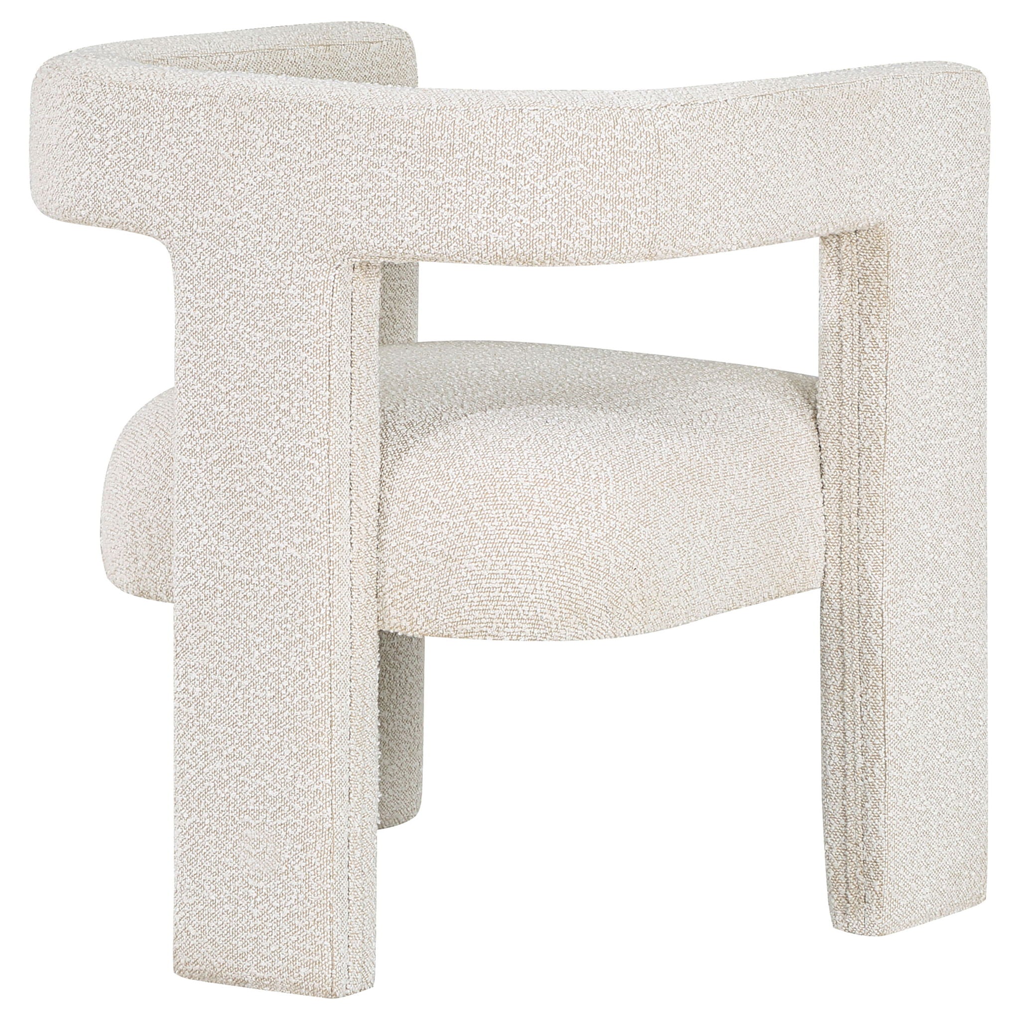 Verda - Upholstered Accent Side Chair In Soft With Rounded Open Back And 3 Leg Base - White