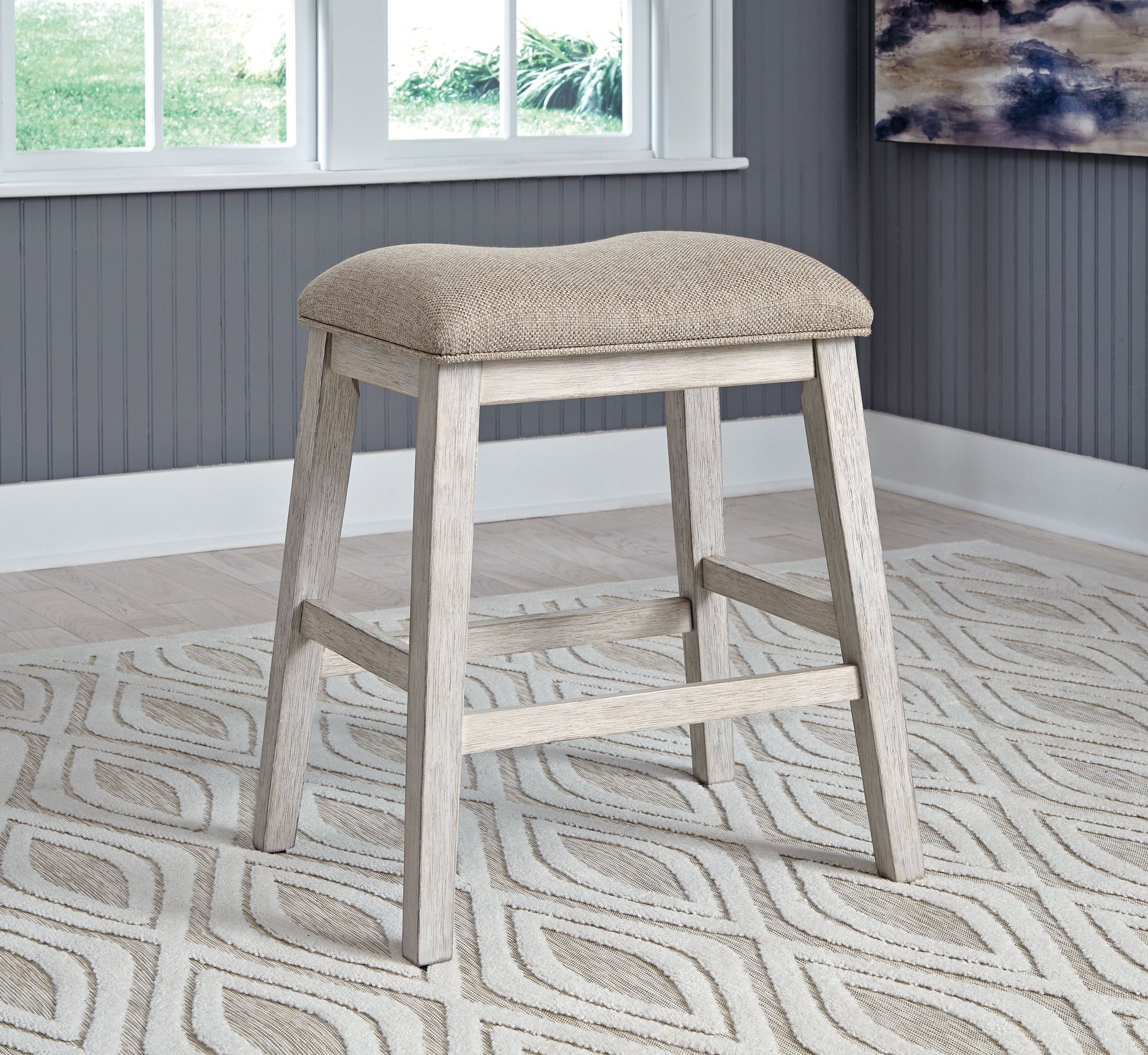 Signature Design by Ashley® Skempton - White - Upholstered Stool (Set of 2) | Meri Furniture