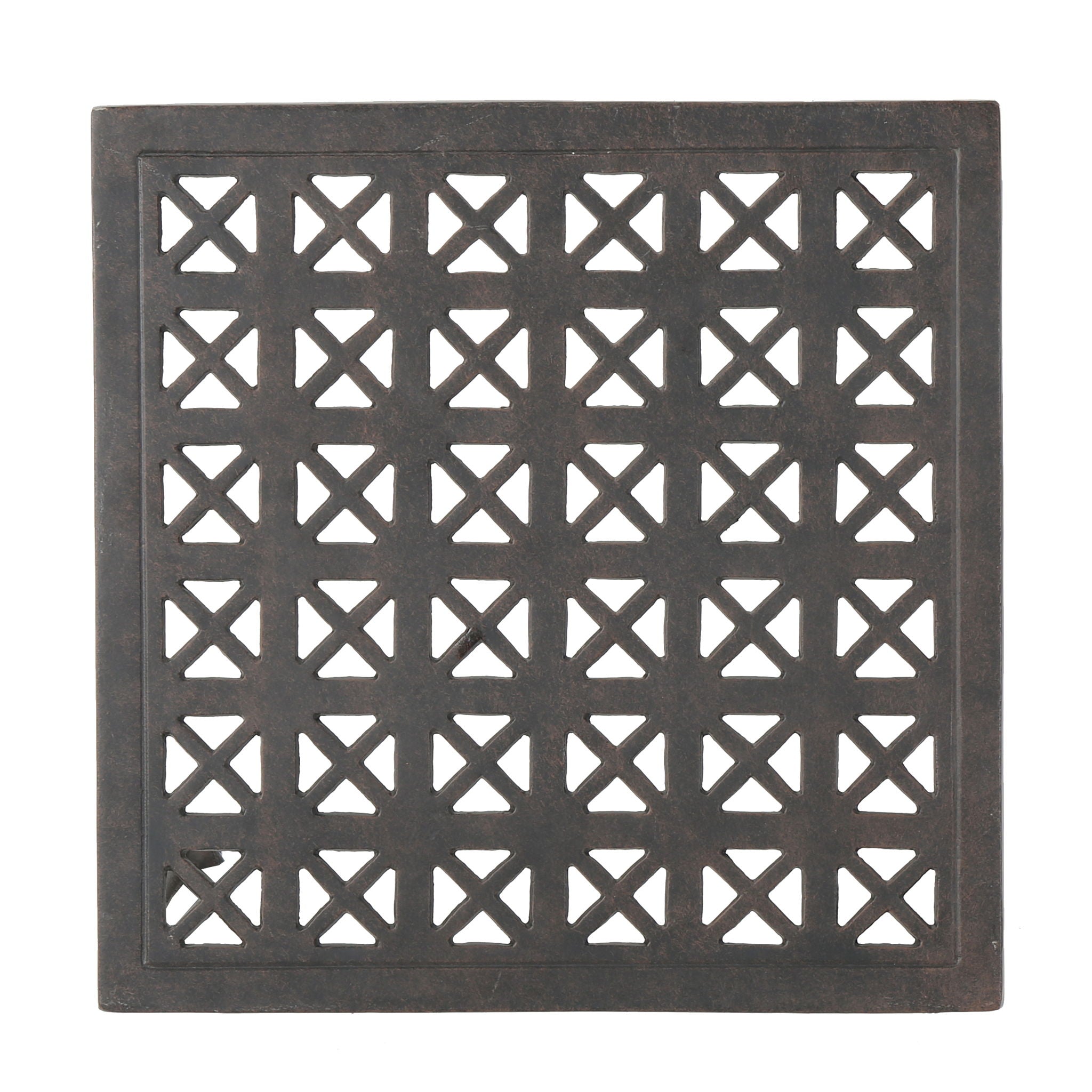 Lunaire - Outdoor Square Cast Aluminum Side Table With Lattice Top And Curved Legs - Bronze