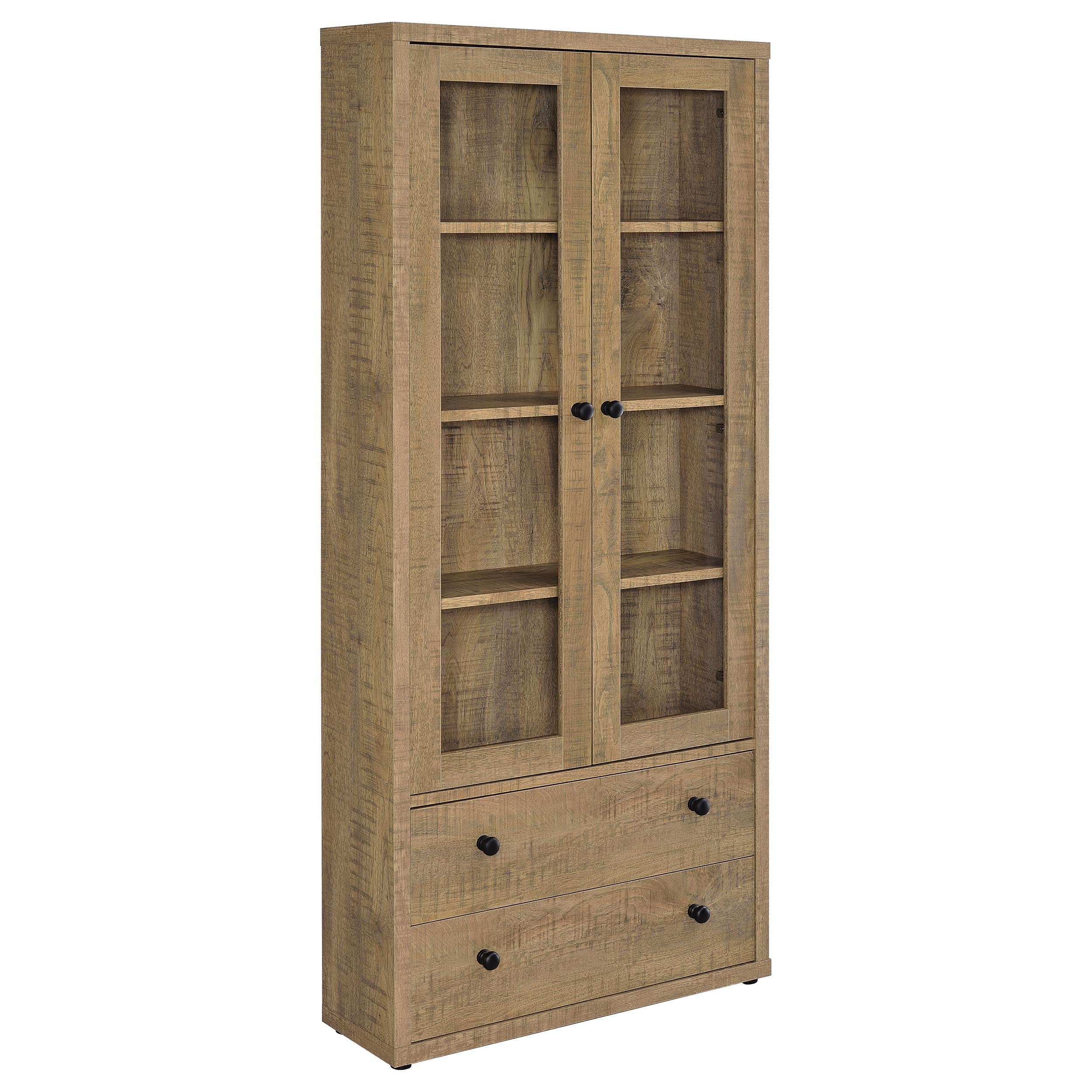 Coaster Fine Furniture Hawthorne - 4-Shelf Glass Door Tall Cabinet With Drawers | Meri Furniture