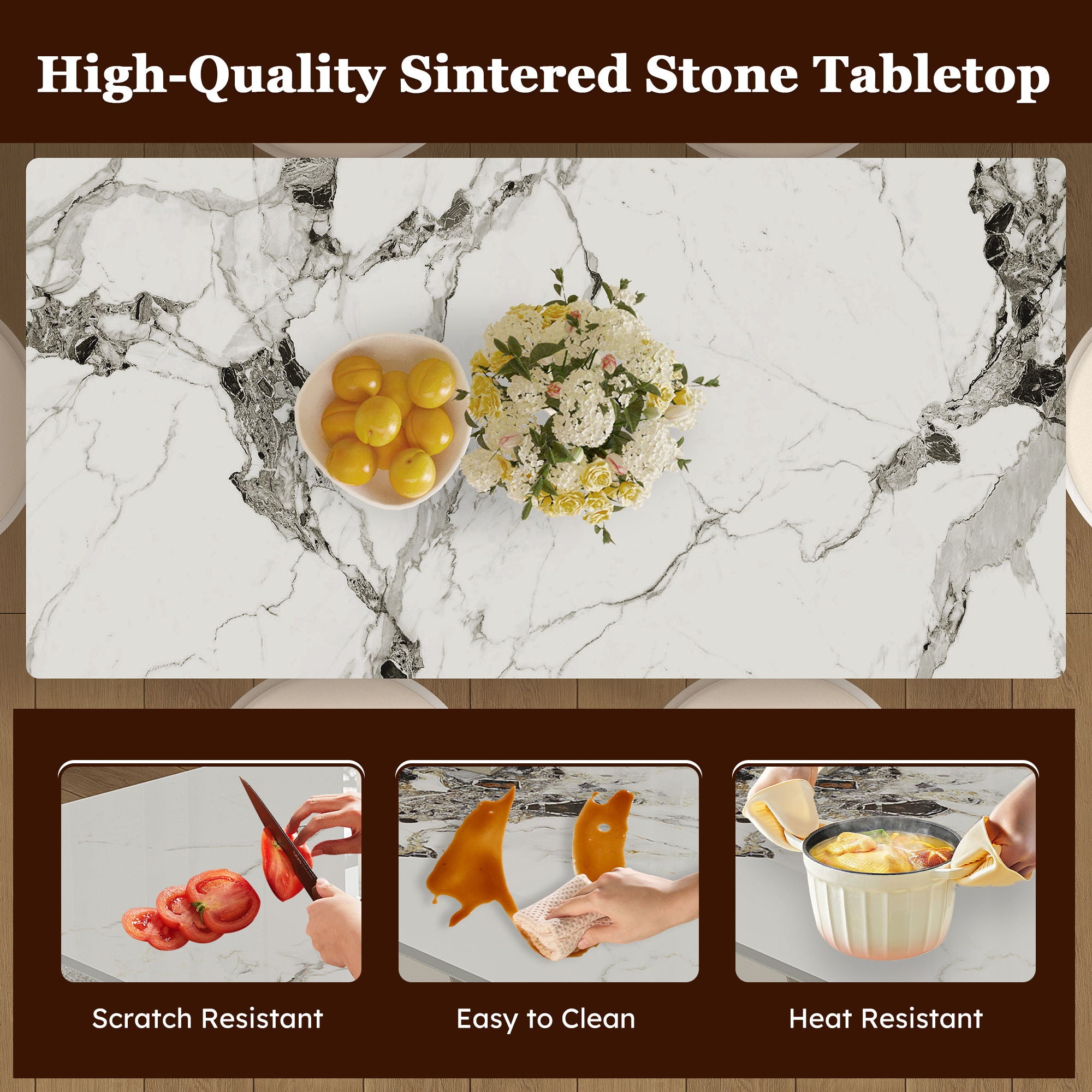 Dining Table Set With Storage, Includes Chairs For Kitchen