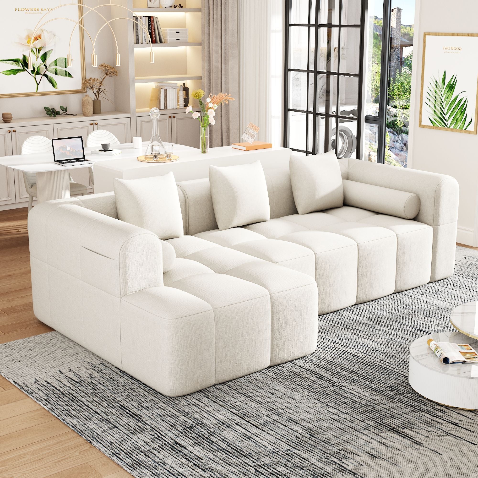 Sectional Free Combined Sofa With 2 Side Pockets