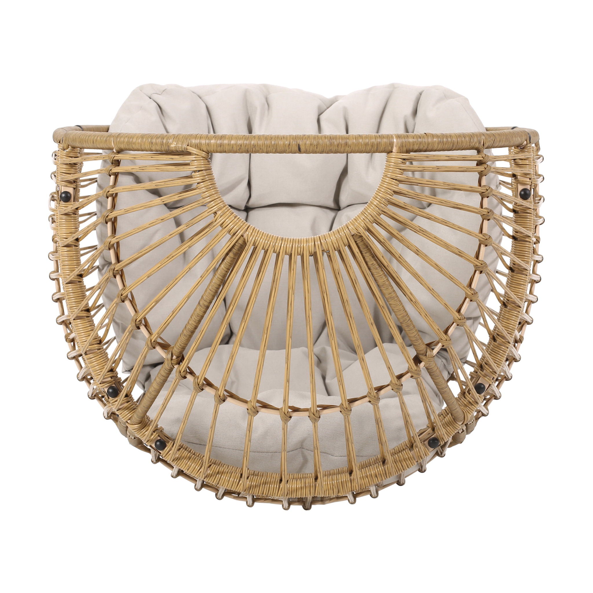 Patio Swivel Basket Egg Chair With Cushion