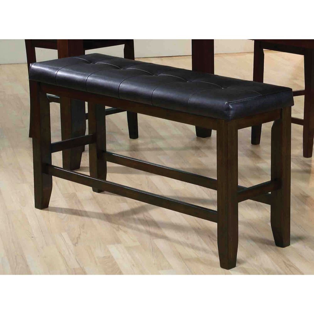 ACME Urbana - Counter Height Bench - Black PU & Espresso | Meri Furniture