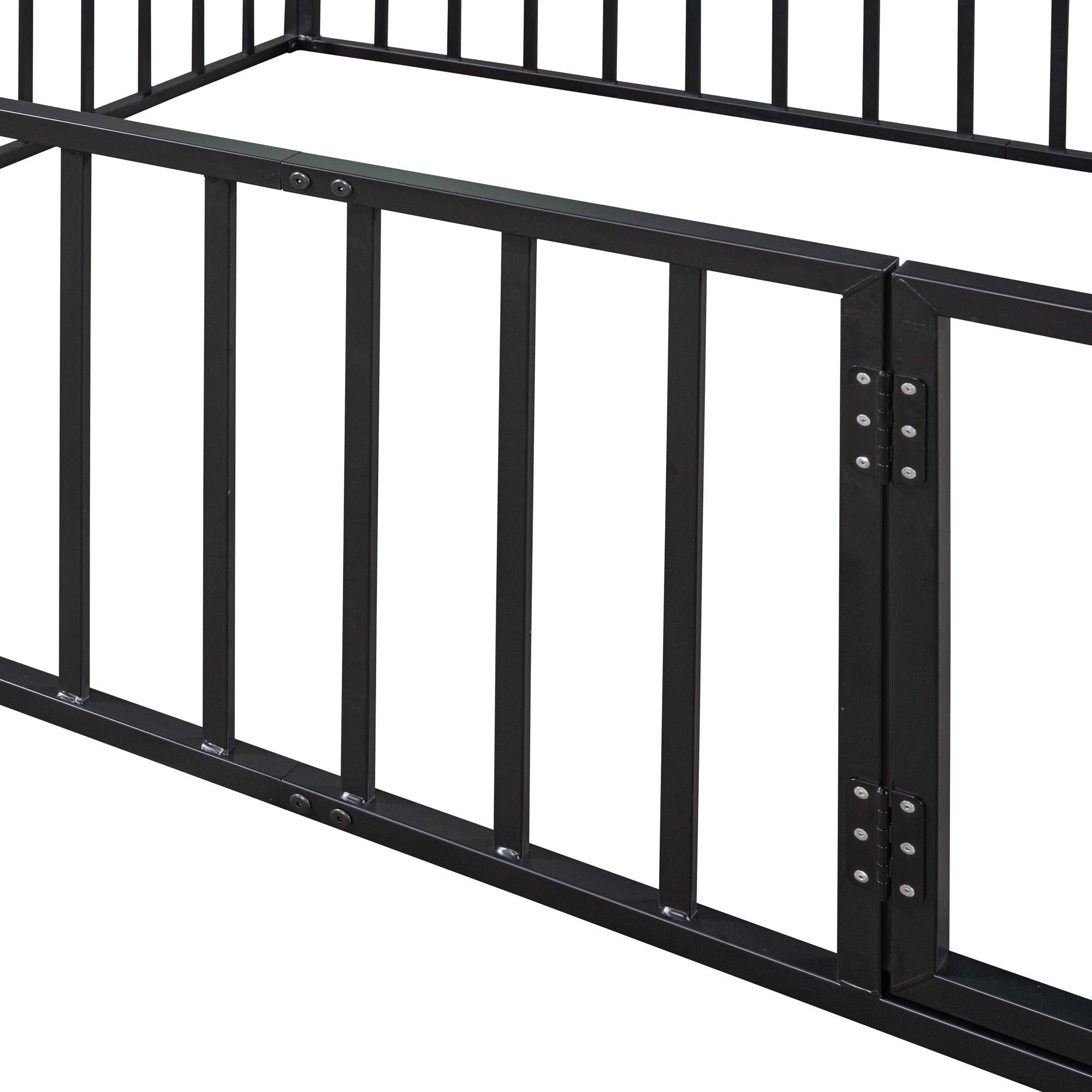 Metal Floor Bed Frame With Fence And Door