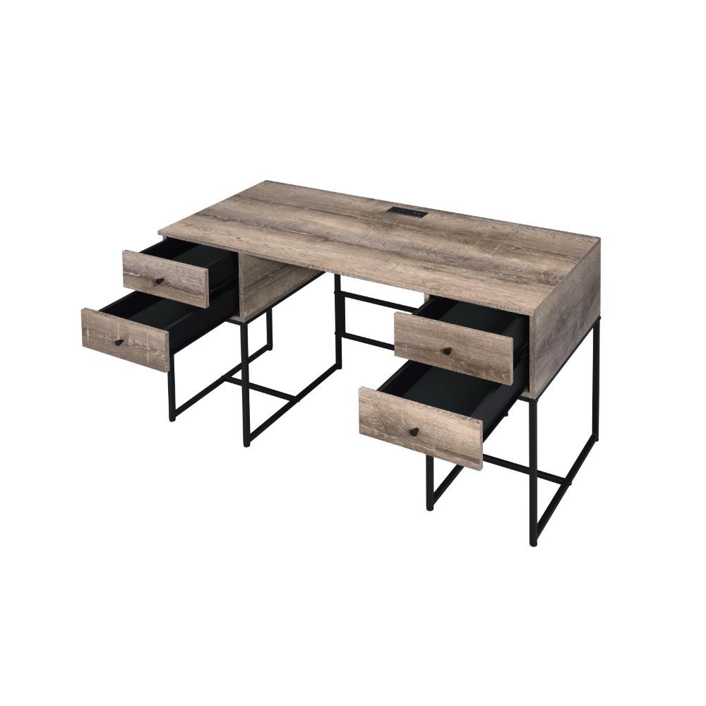 ACME Desirre - Desk - Rustic Oak & Black | Meri Furniture