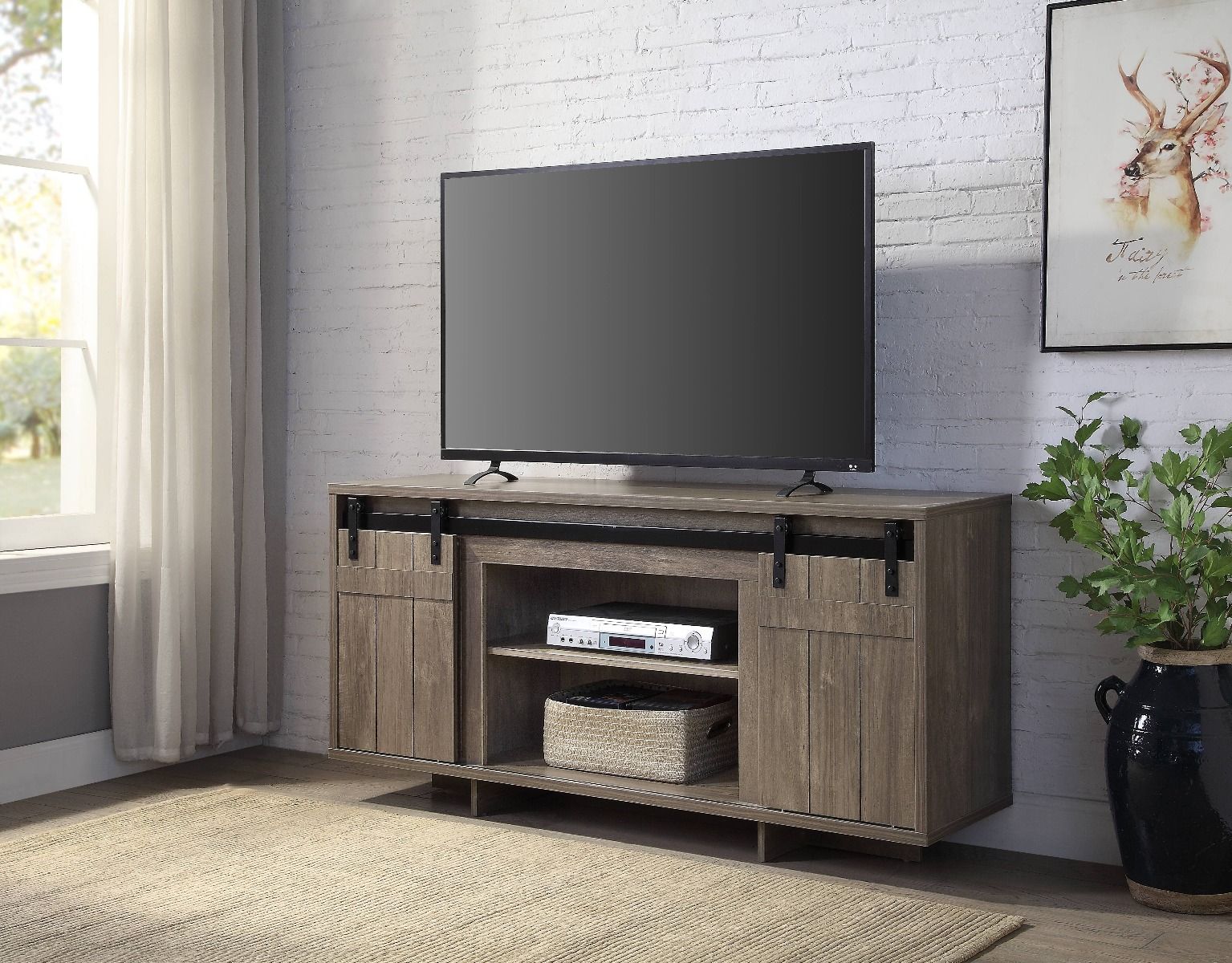 ACME Bellarosa - TV Stand - Gray Washed | Meri Furniture