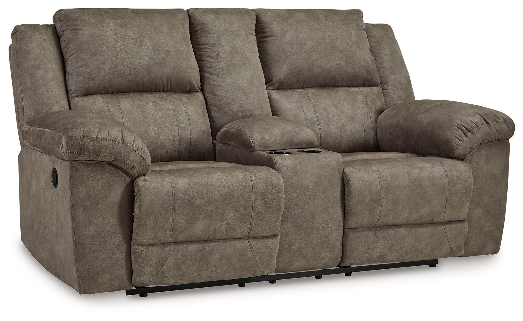 Signature Design by Ashley® Laresview - Fossil - Dbl Reclining Loveseat With Console | Meri Furniture