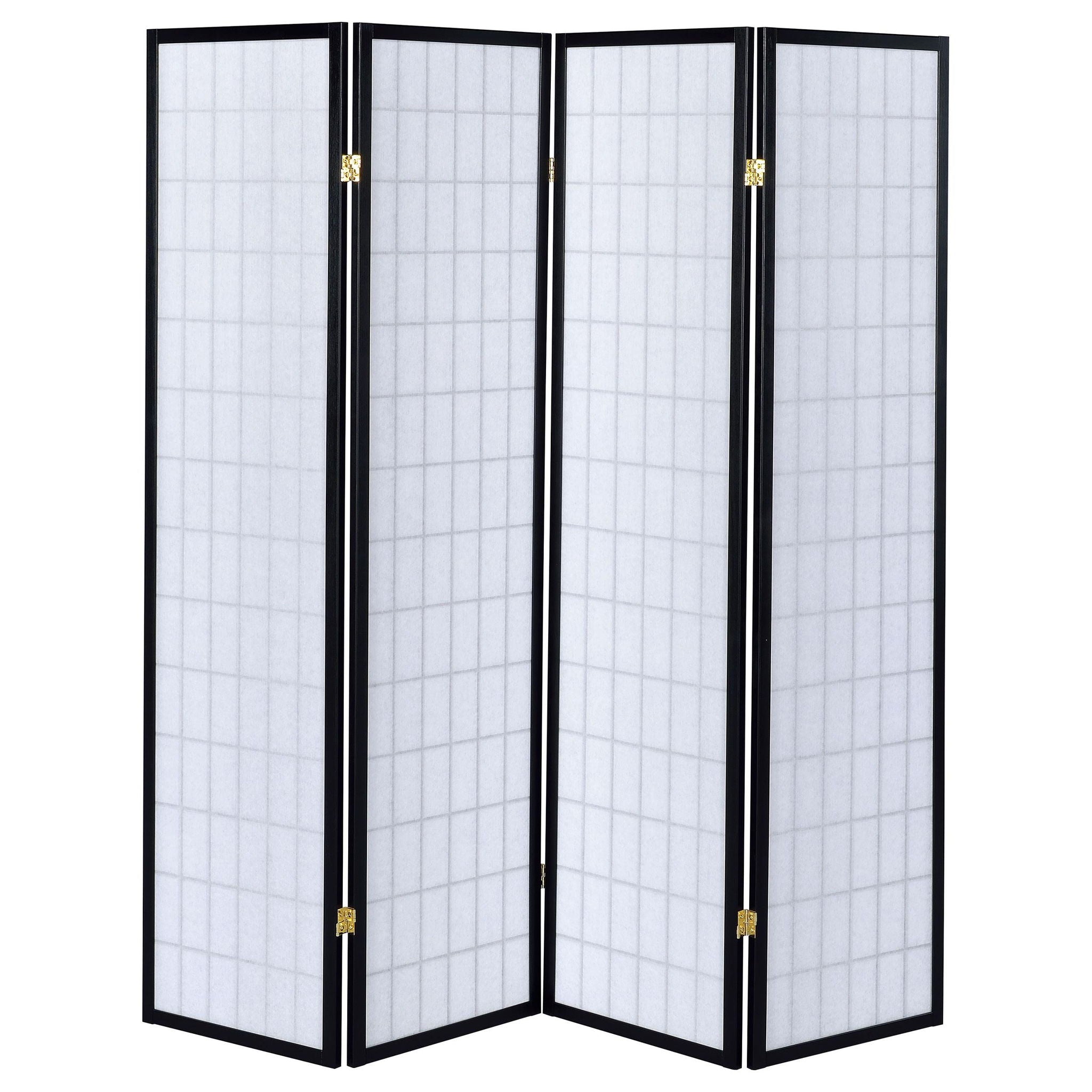 Roberto 4-Panel Room Divider Folding Shoji Screen Black