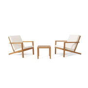 3 Piece Outdoor Chat Set With Table And 2 Adirondack Chairs - White / Brown Patina