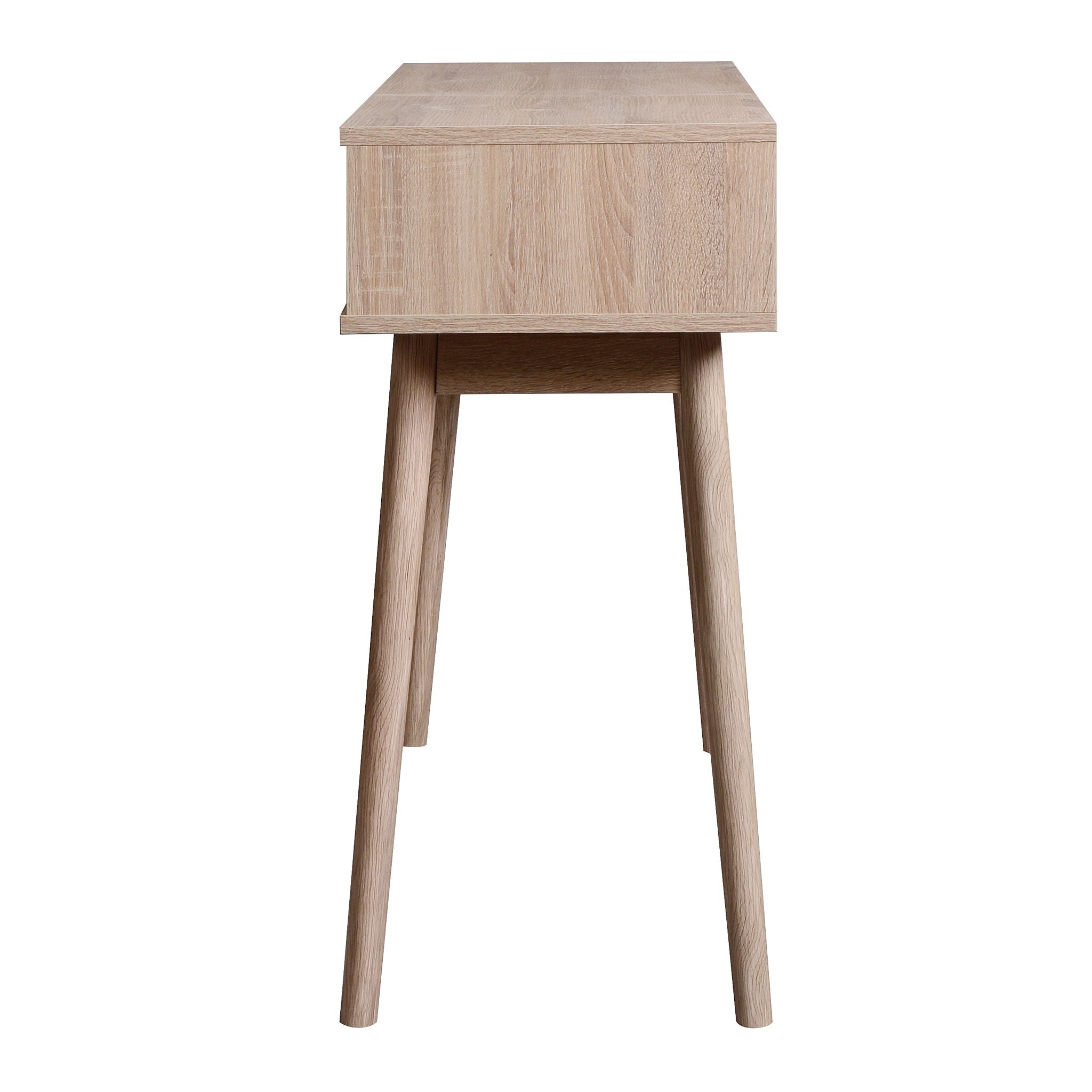 Rustic Entryway Console Table With Sliding White Doors And Wood Legs - Natural