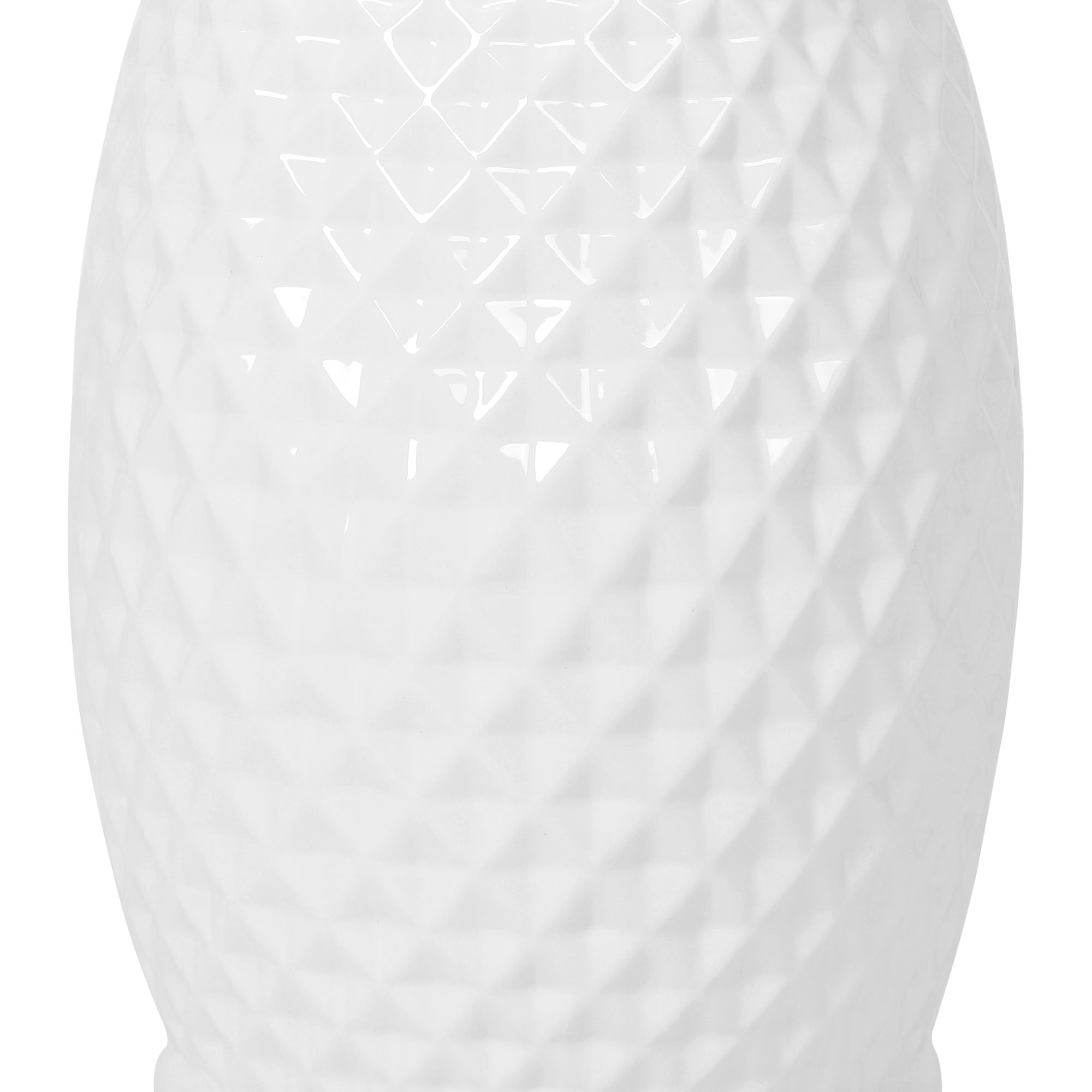 Glazed Ceramic Drum Stool Indoor / Outdoor Side Table Ceramic - White