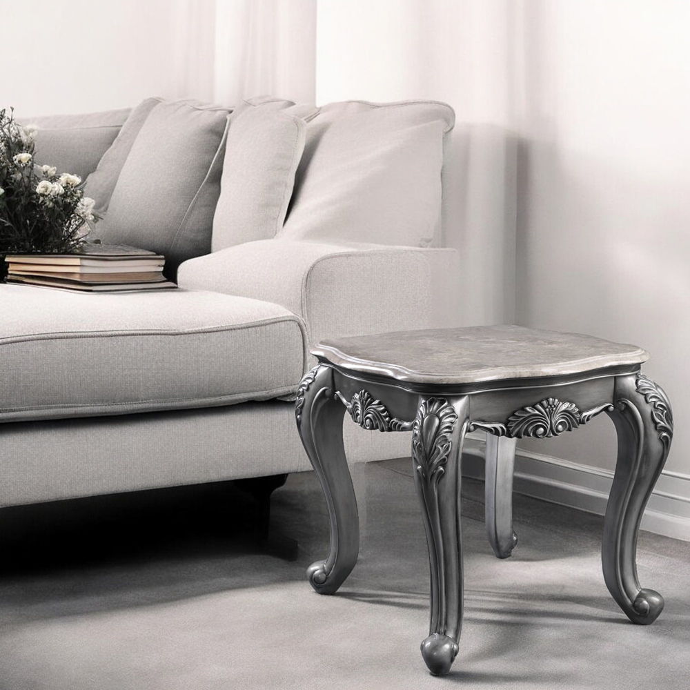 Ariadne - End Table - Marble Top & Platinum