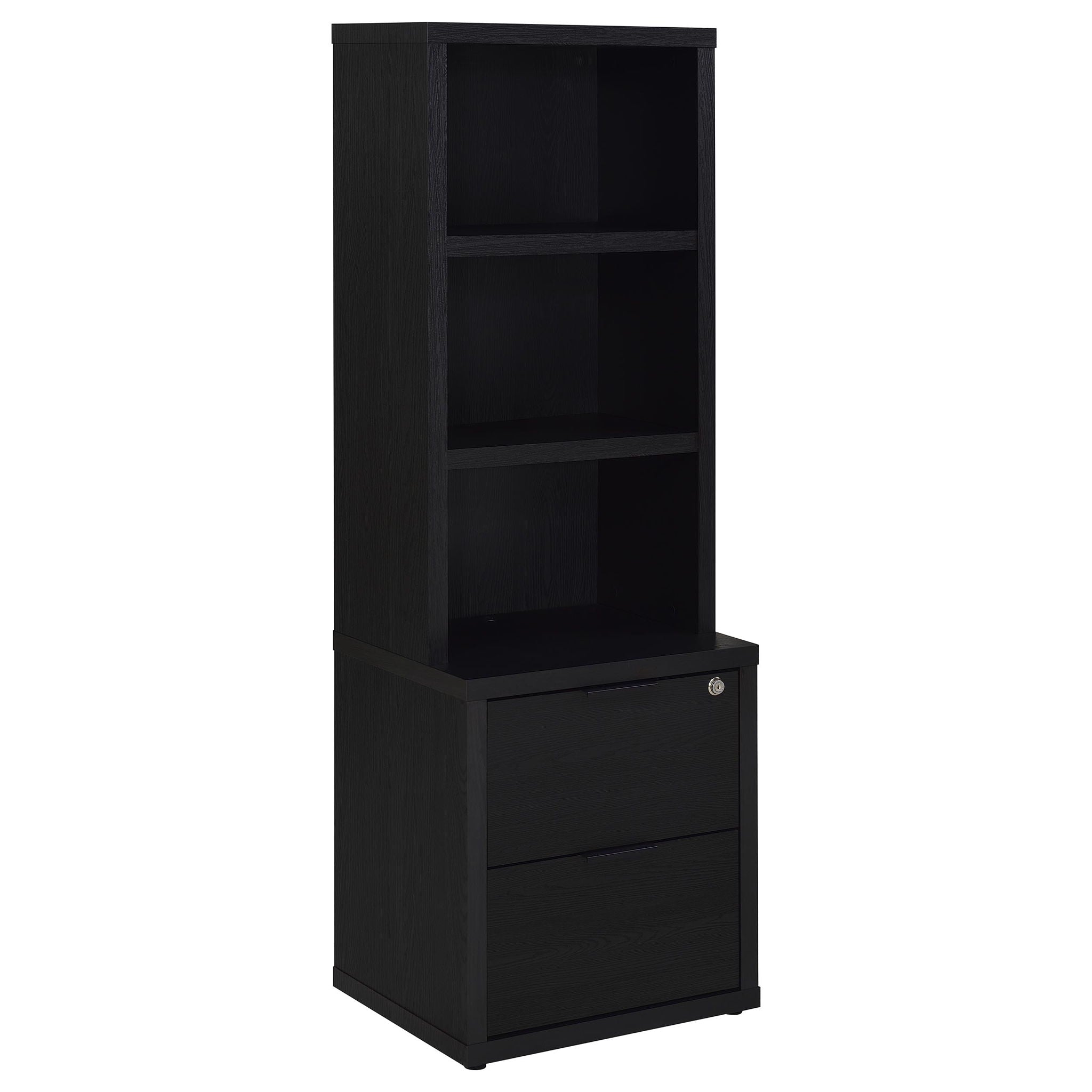 Multifunctional Bookcase With Three Open Shelves, 2 Drawers, Dual USB Charging Outlet