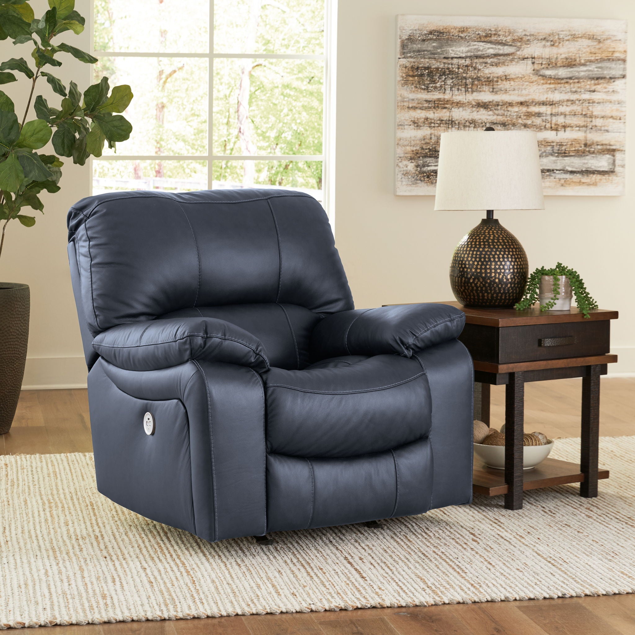 Leesworth - 3 Pc. - Power Reclining Sofa, Power Reclining Loveseat, Power Rocker Recliner - Ocean
