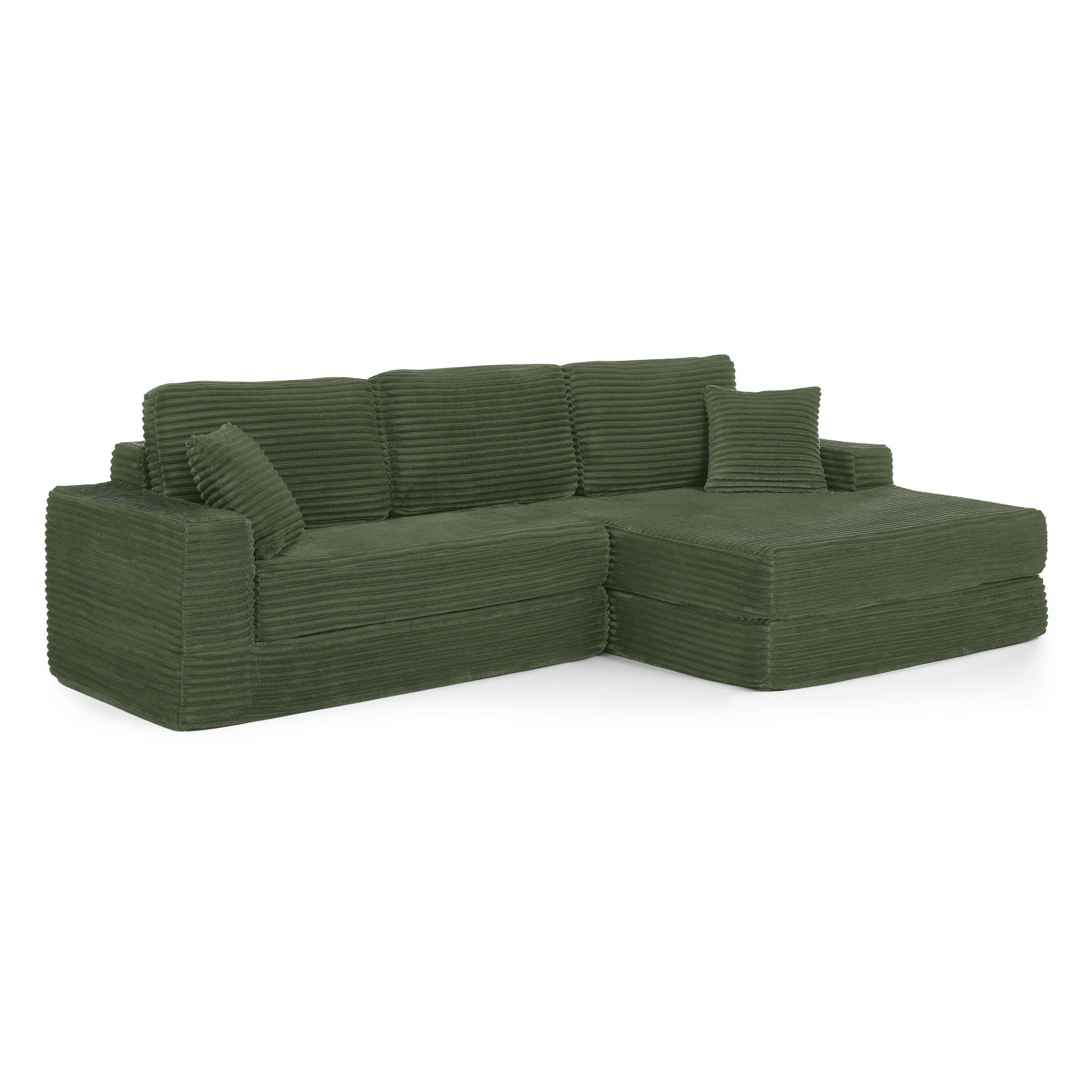 Modern Minimalist L Shape Modular Sectional Sofa, Corduroy Couch