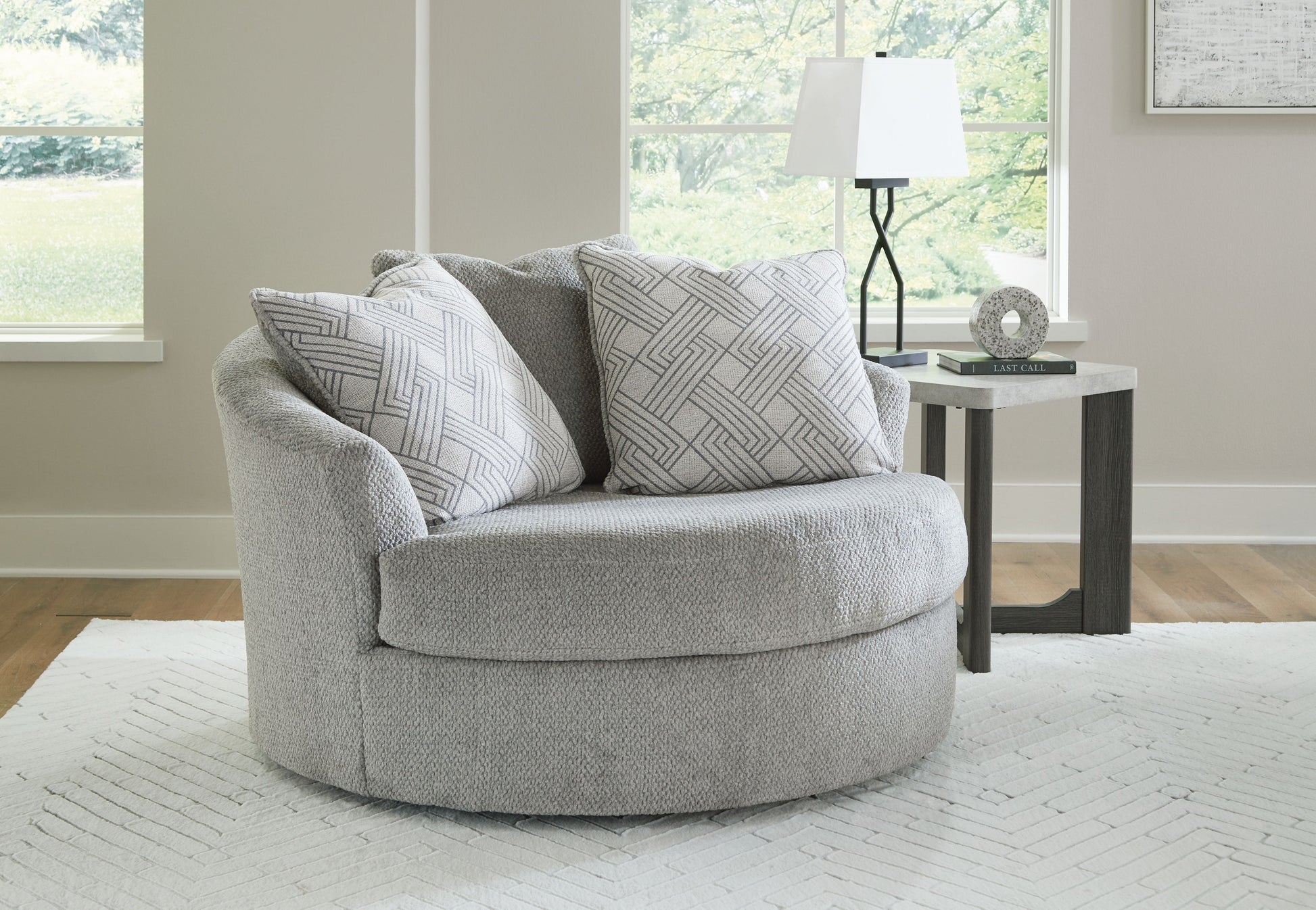 Signature Design by Ashley® Casselbury - Cement - Oversized Swivel Accent Chair | Meri Furniture