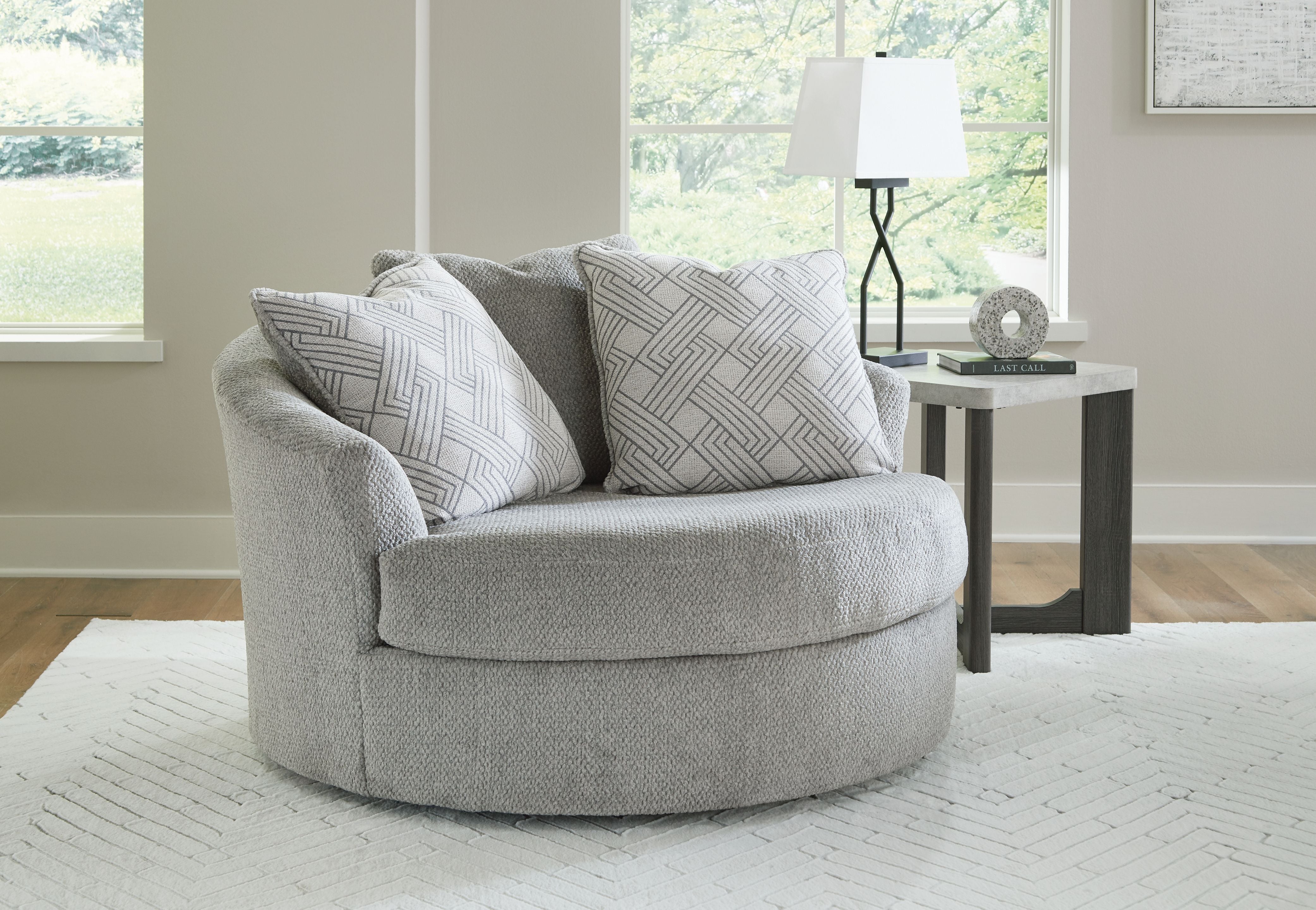 Signature Design by Ashley® Casselbury - Cement - Oversized Swivel Accent Chair | Meri Furniture
