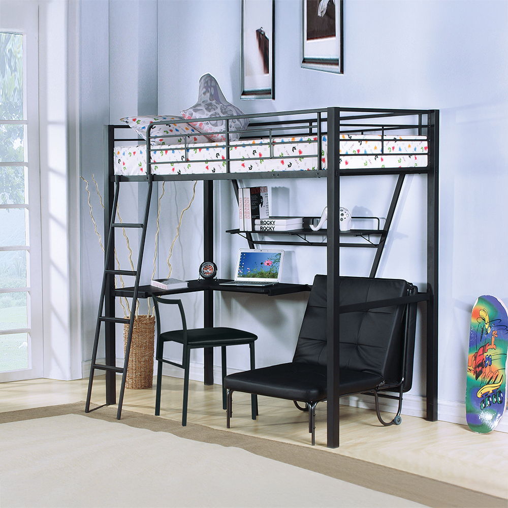 Senon - Adjustable Chair Futon) - Silver & Black