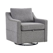 Linen Fabric 360° Swivel Accent Chair With Upholstered Back Pillow And Rivet Armrest