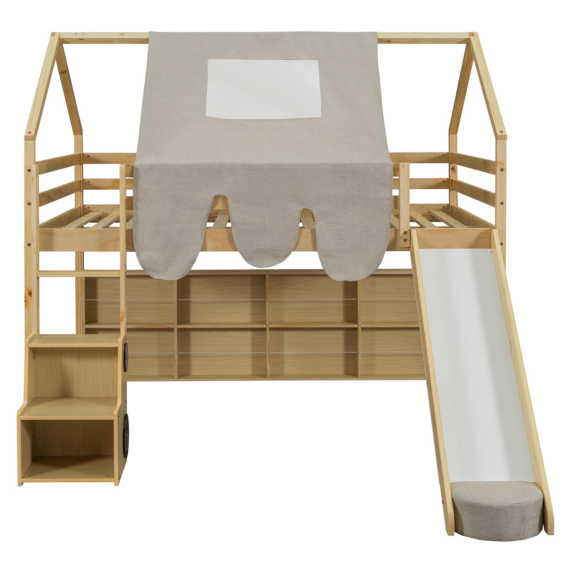 Loft Bed With House Shaped Frame And Tent