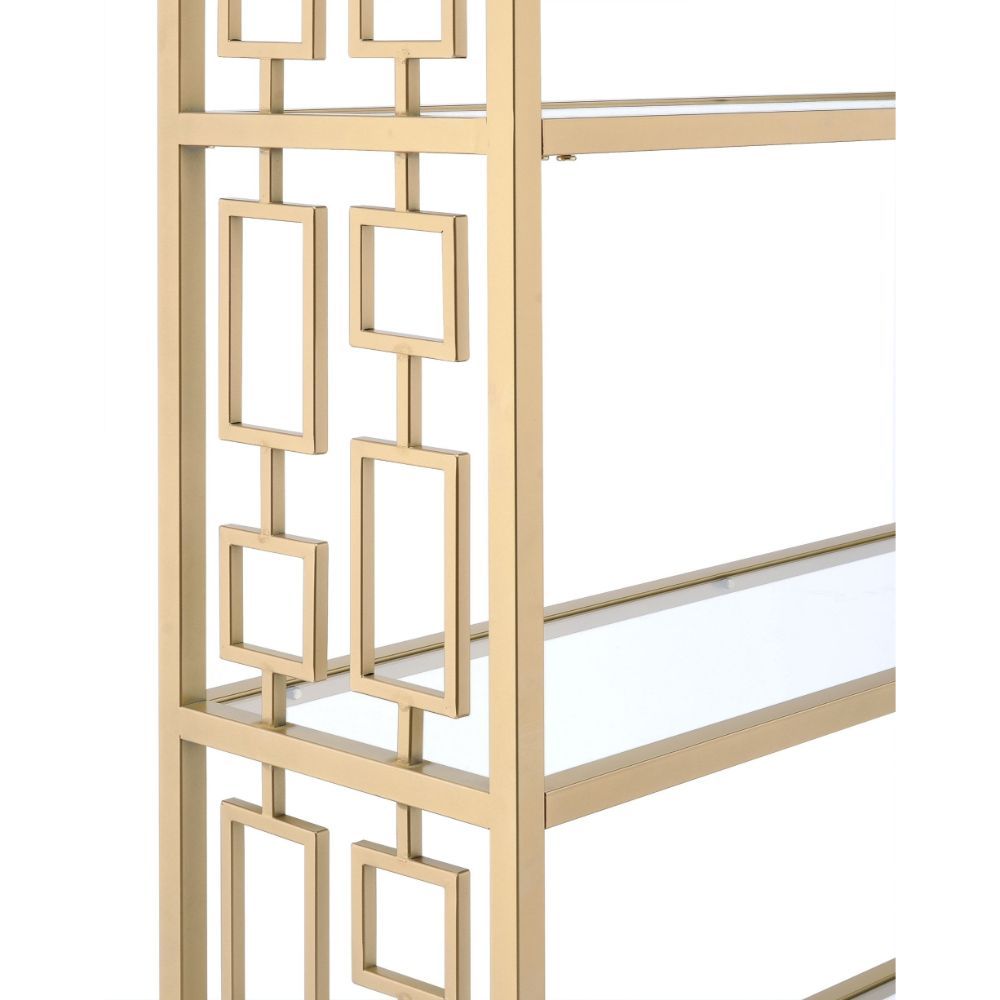 ACME Blanrio - Bookshelf - Gold & Clear Glass | Meri Furniture