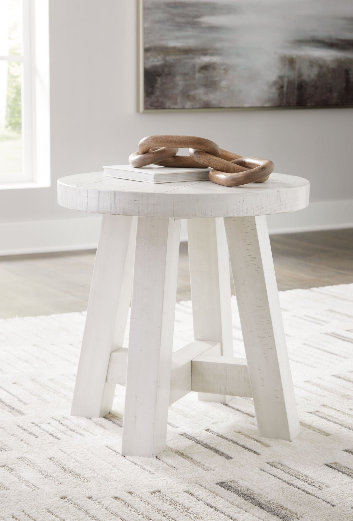 Signature Design by Ashley® Jallison - Off White - Round End Table | Meri Furniture