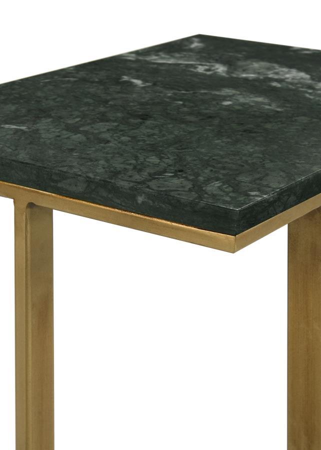Coaster Fine Furniture Vicente - Marble Top C-Shaped Sofa Side Table | Meri Furniture