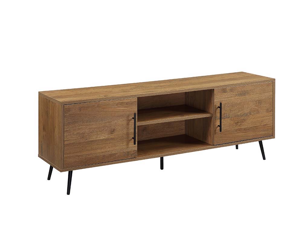 ACME Wafiya - TV Stand - Rustic Wood & Black Finish | Meri Furniture
