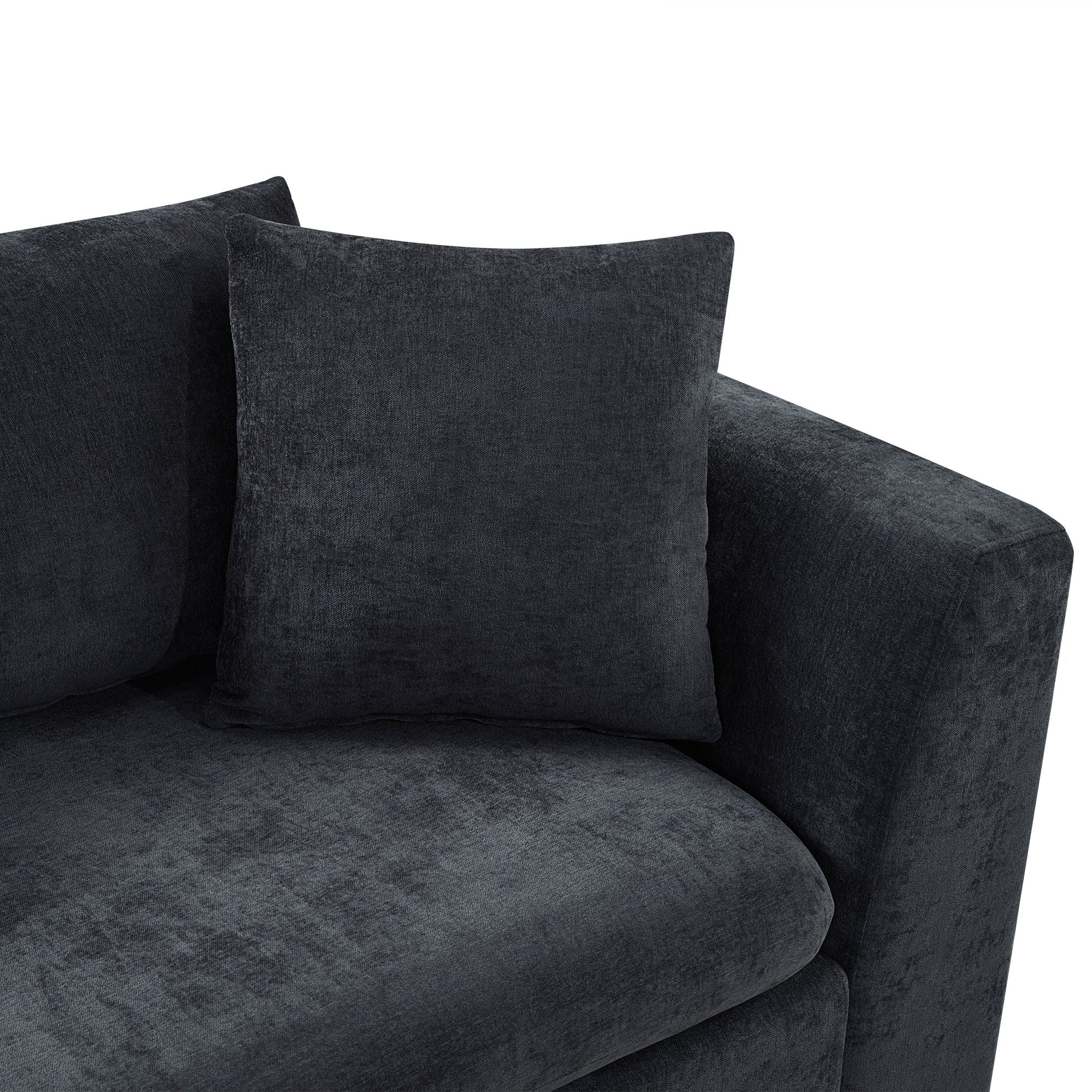 Modern L Shaped Sectional Sofa With Chenille Upholstery And Wooden Storage