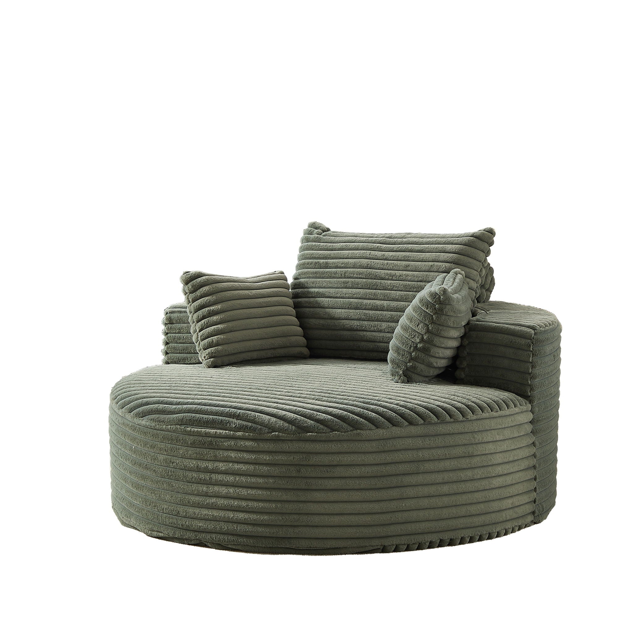 Single Swivel Chair, Fluffy Modern Sleeper, 360 Degree Swivel Chair For Living Room - Green