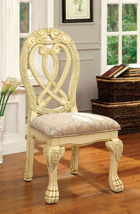 Furniture of America Wyndmere - Side Chair (Set of 2) - Vintage White / Beige | Meri Furniture